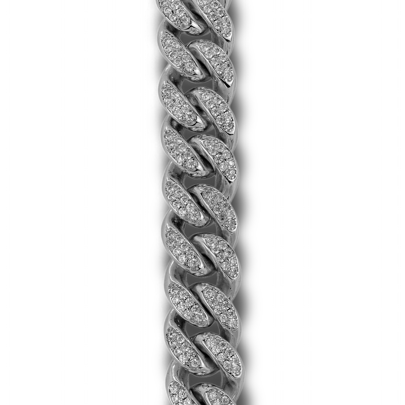 12mm Iced Out Cuban Link Chain in White Gold