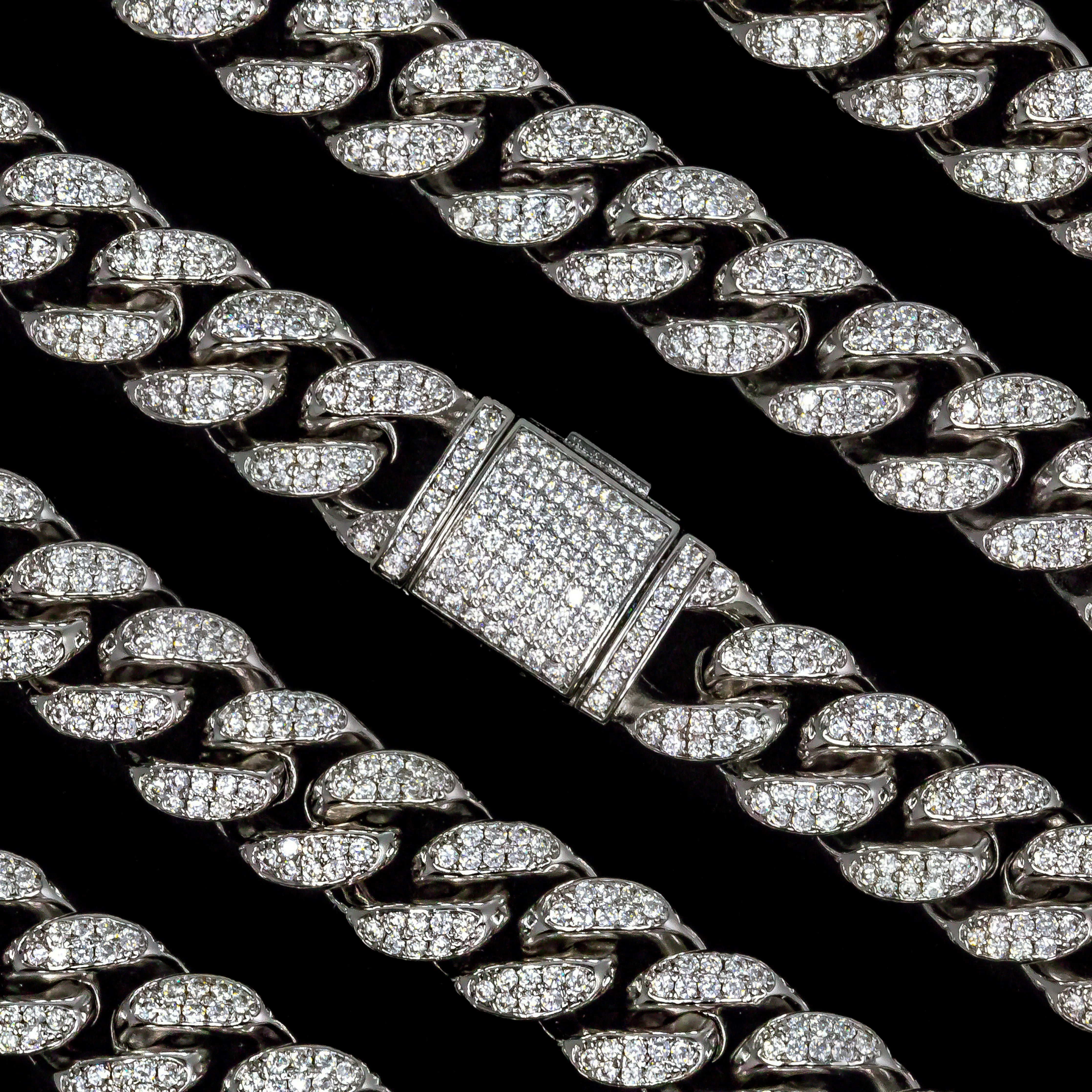 12mm Cuban Link Bracelet in White Gold