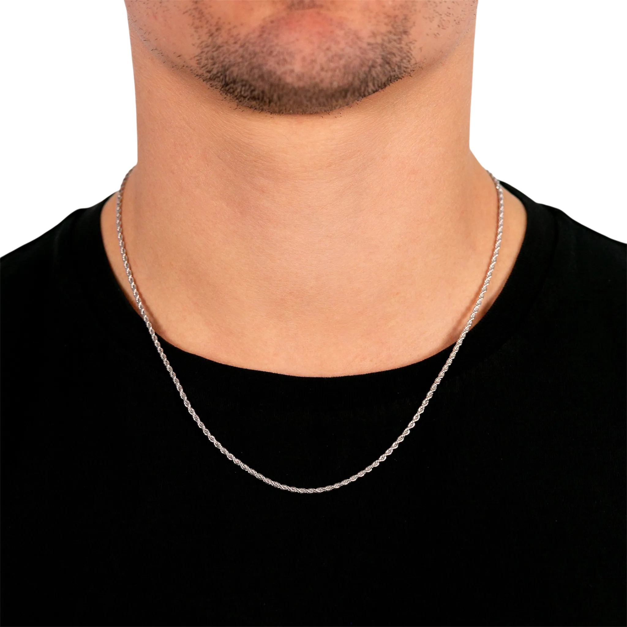 2mm Rope Chain in White Gold 20"