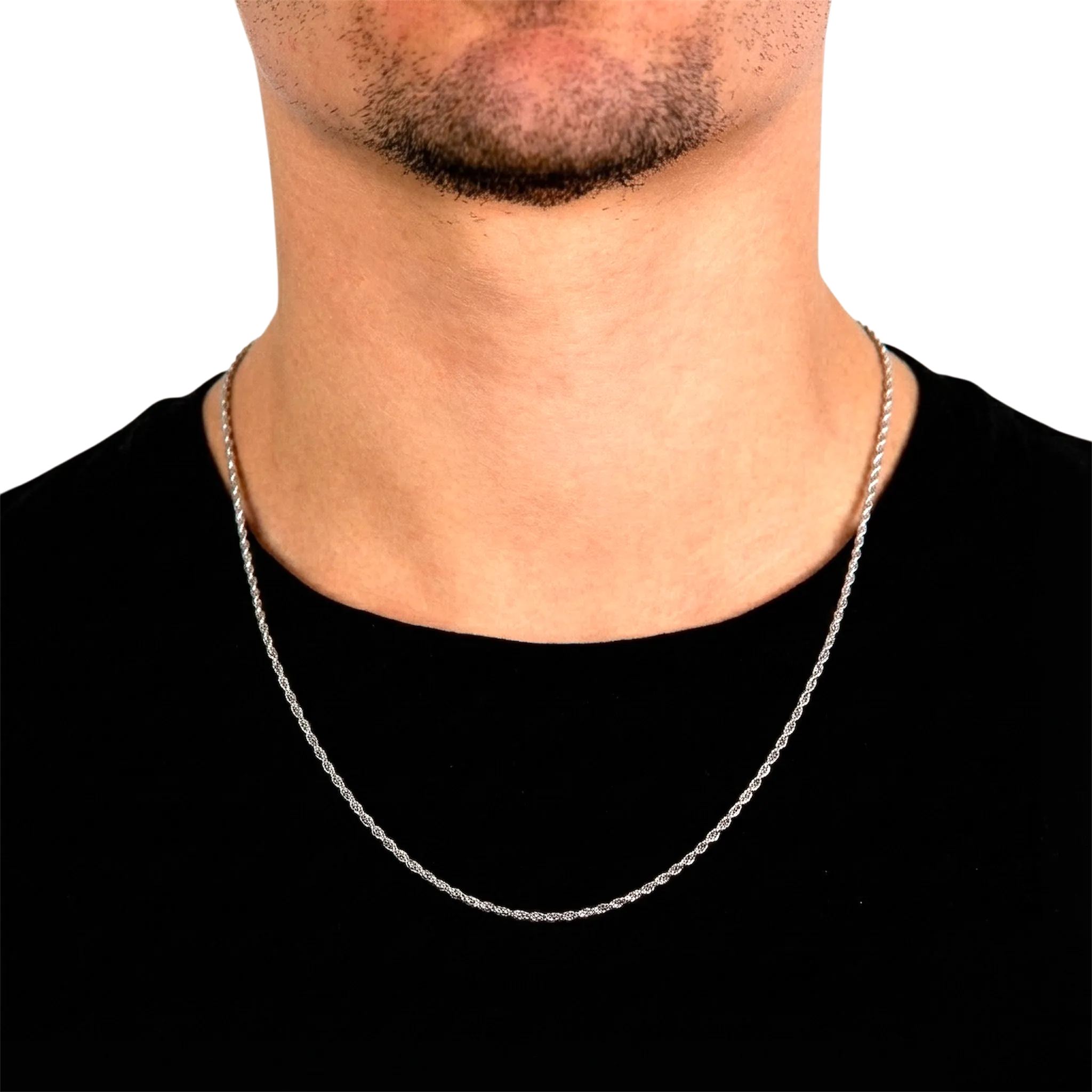 2mm Rope Chain in White Gold 22"