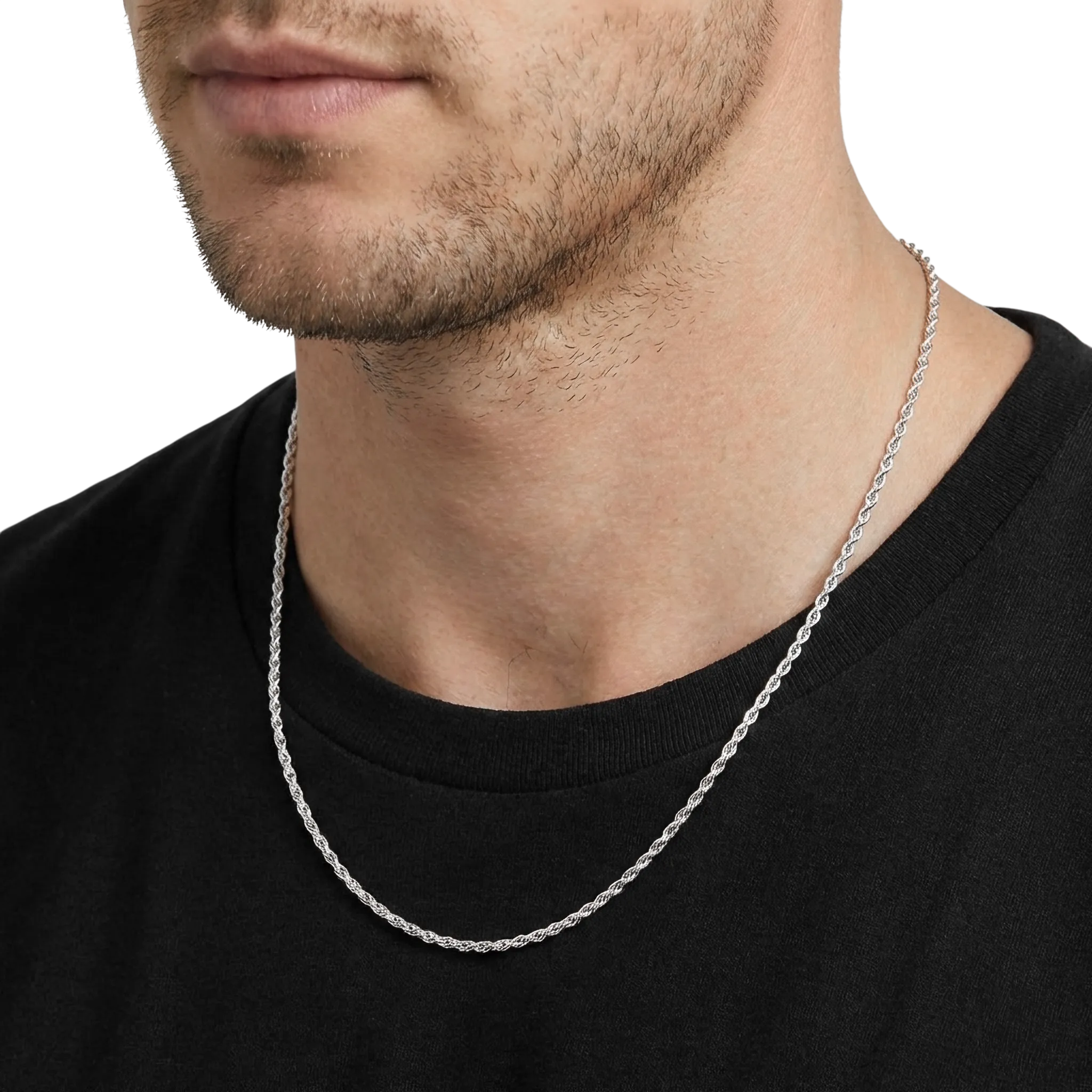 2mm Rope Chain in White Gold