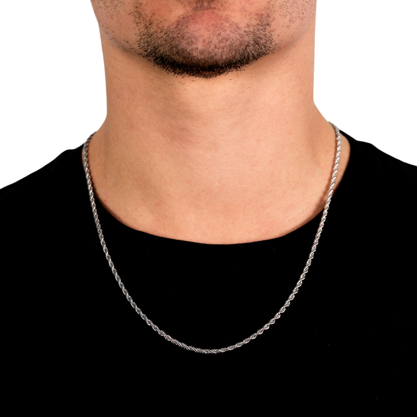 3mm Rope Chain in White Gold