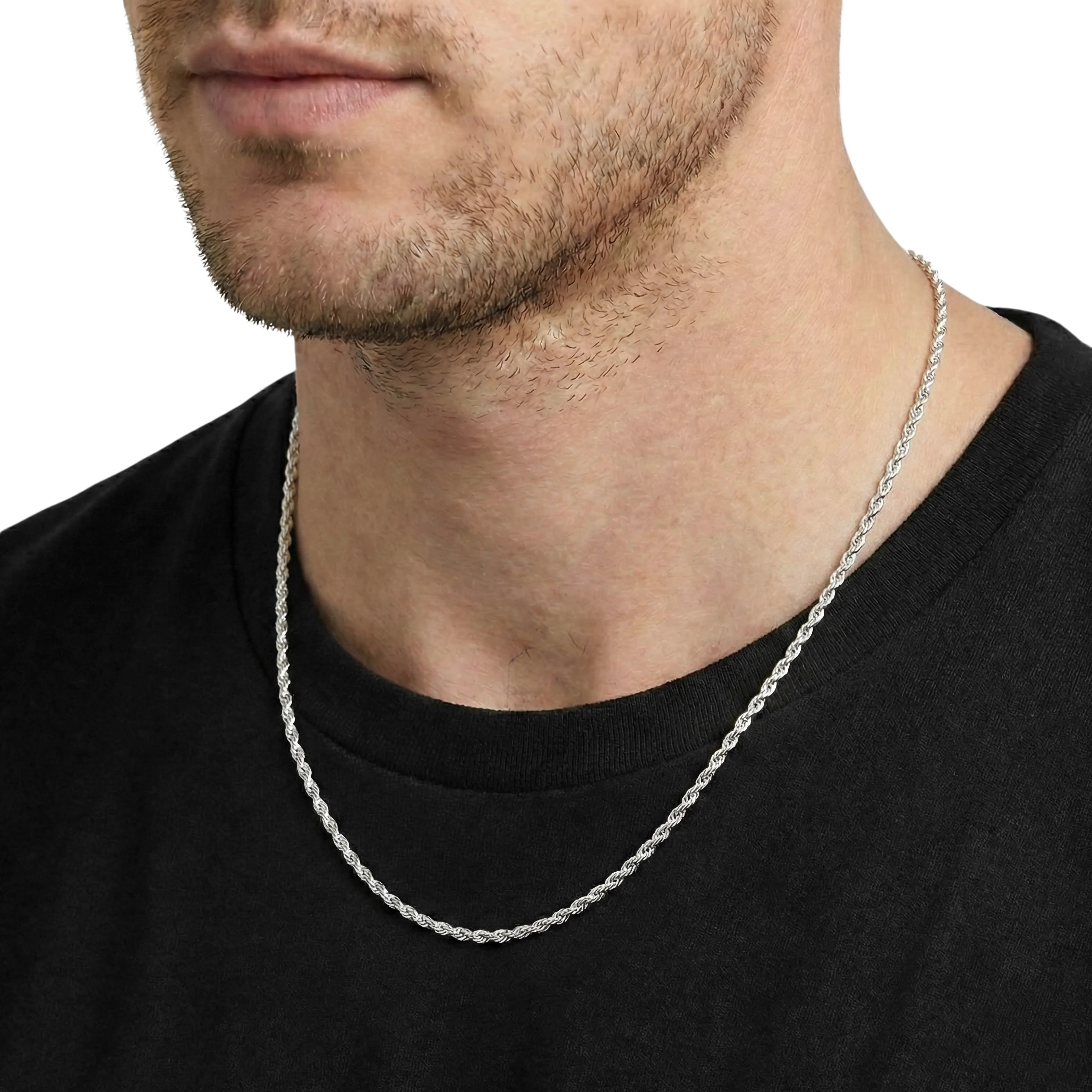 3mm Rope Chain in White Gold