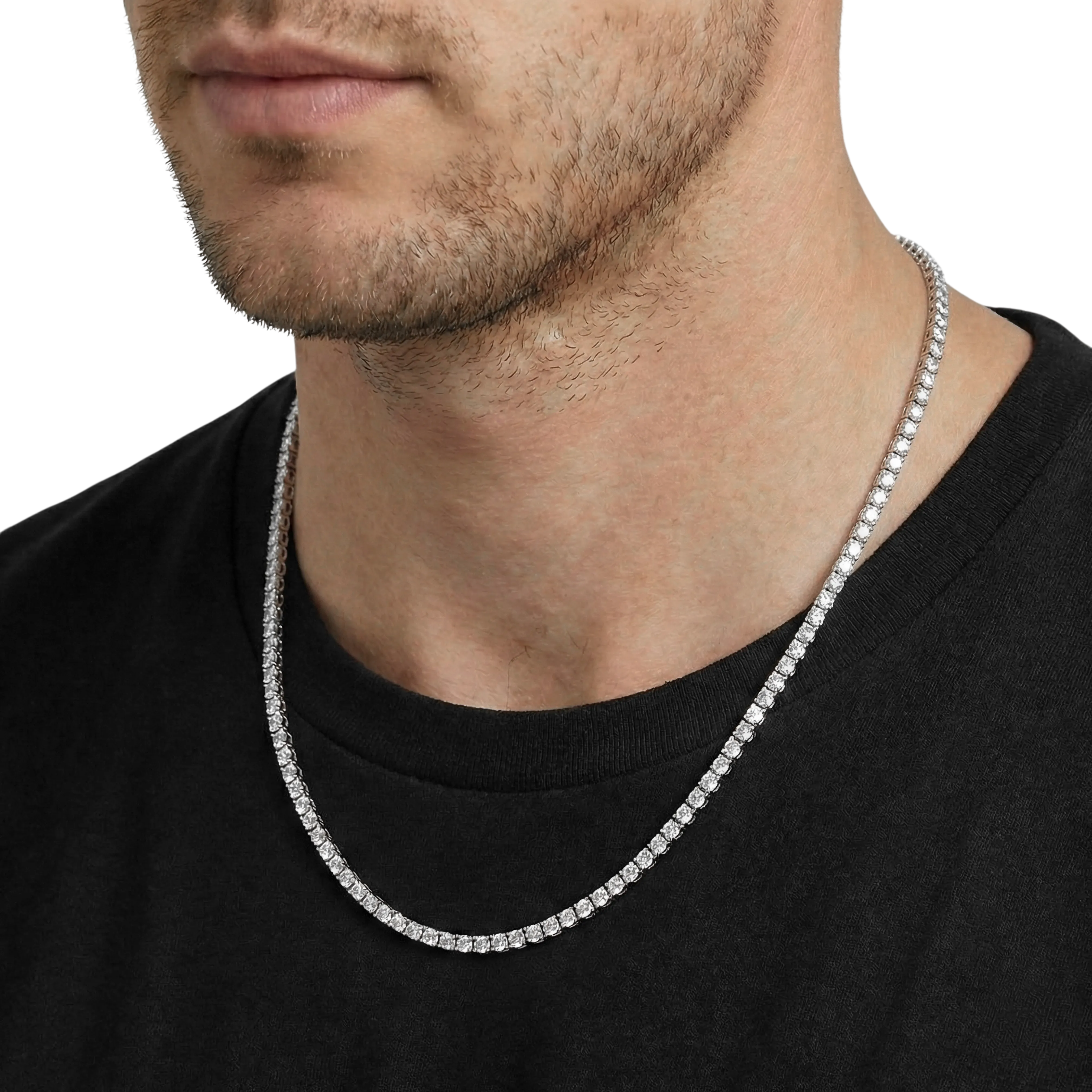 3mm Tennis Chain in White Gold