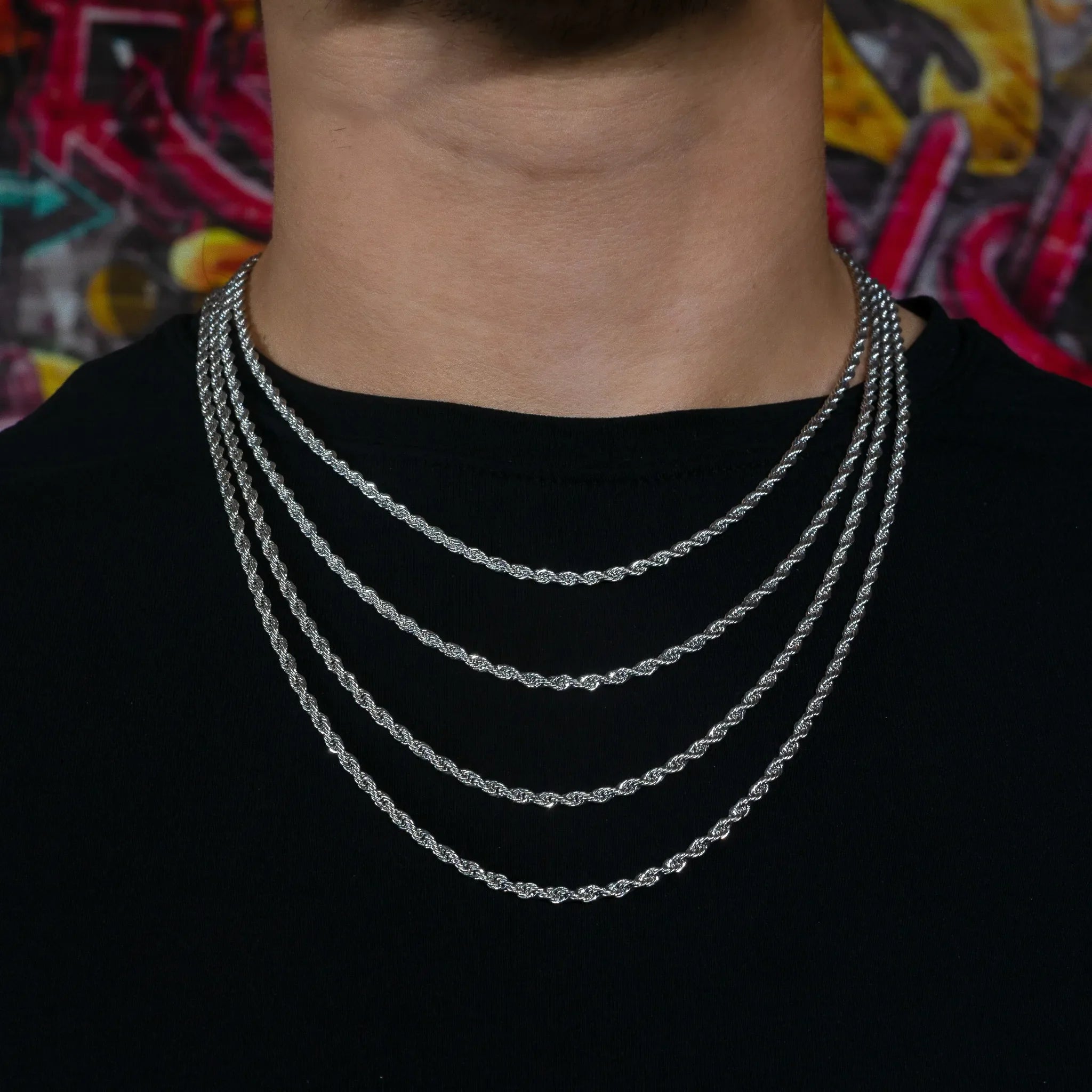 3mm Rope Chain in White Gold 61cm 24"