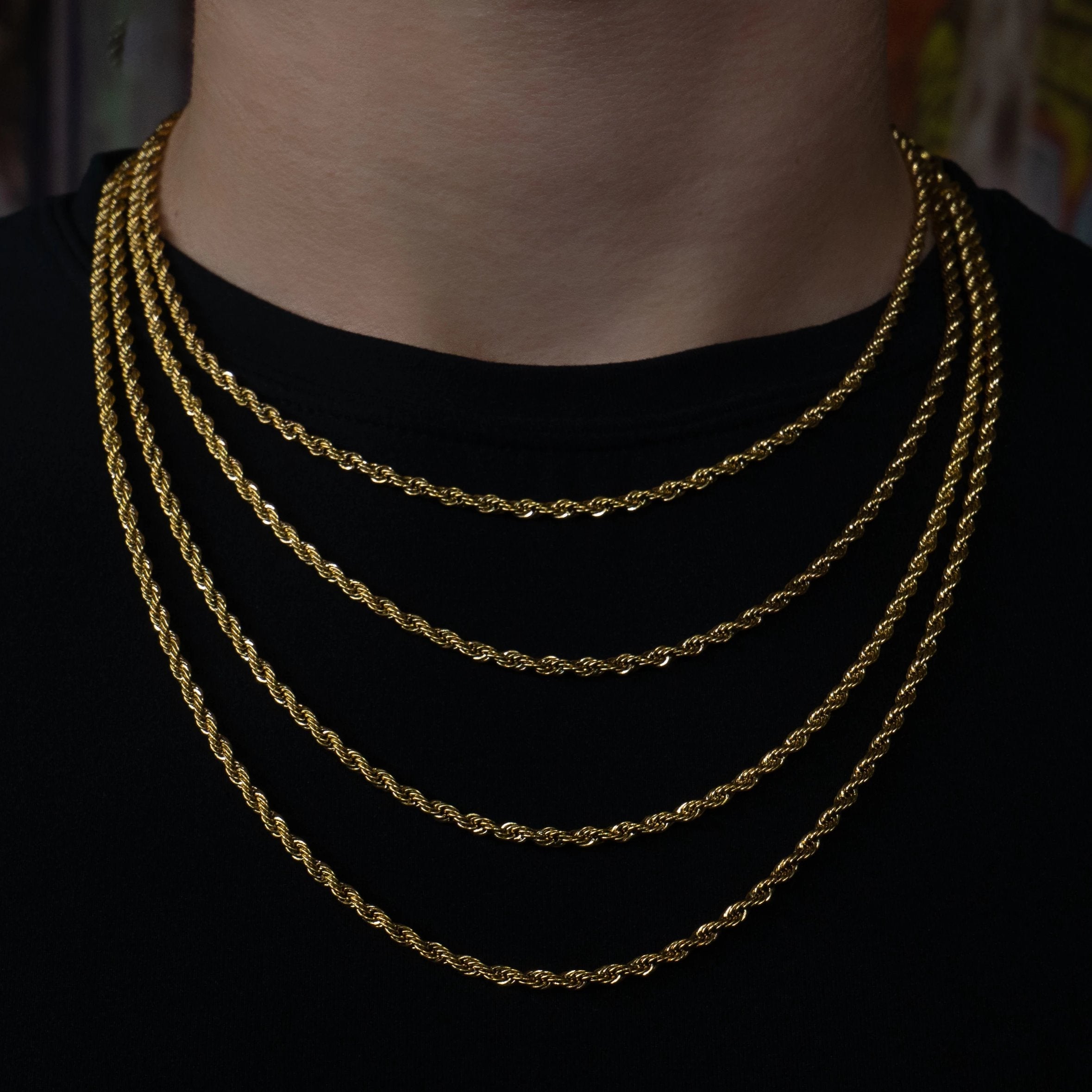 3mm Rope Chain in Yellow Gold