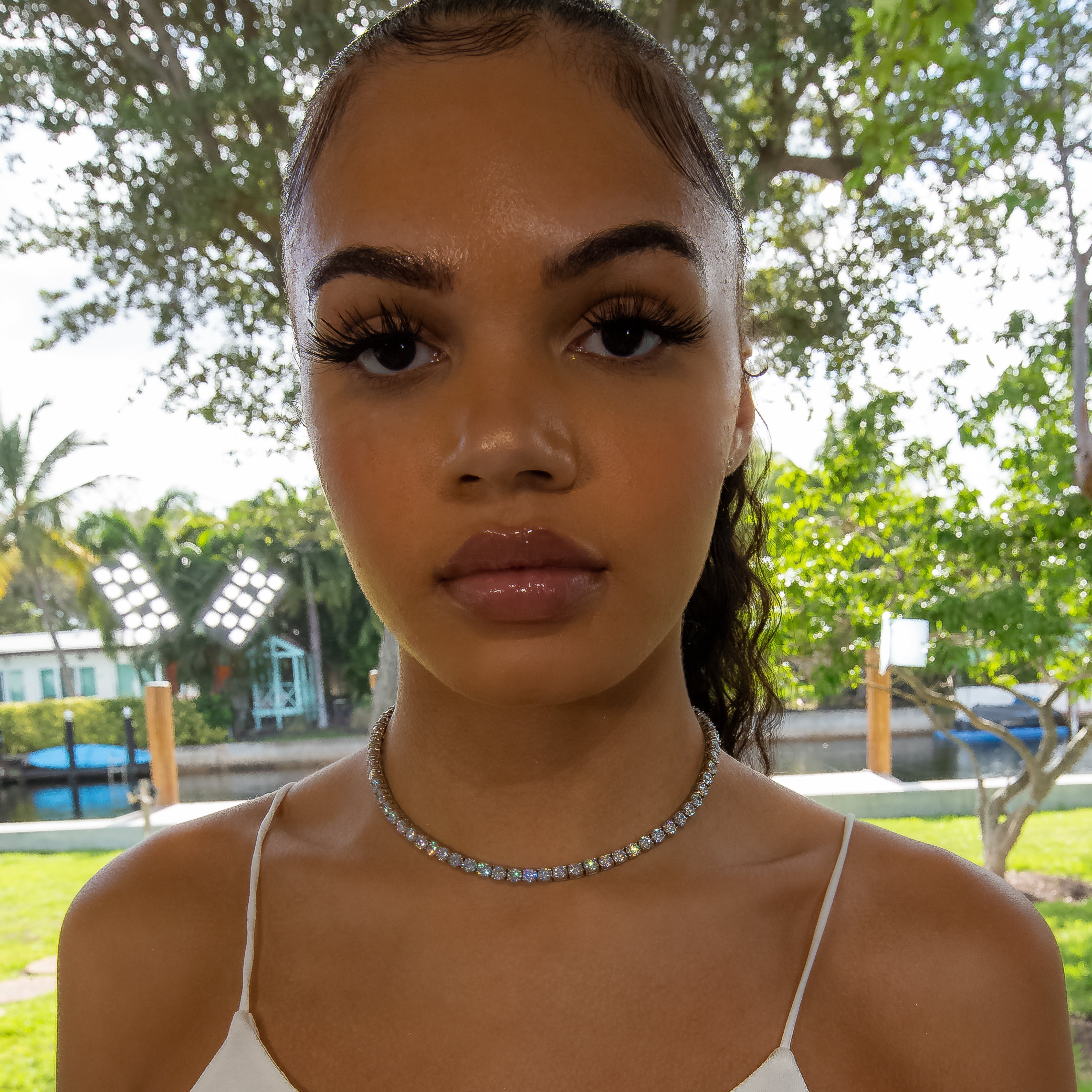 4mm Diamond Tennis Choker/ Necklace in White Gold