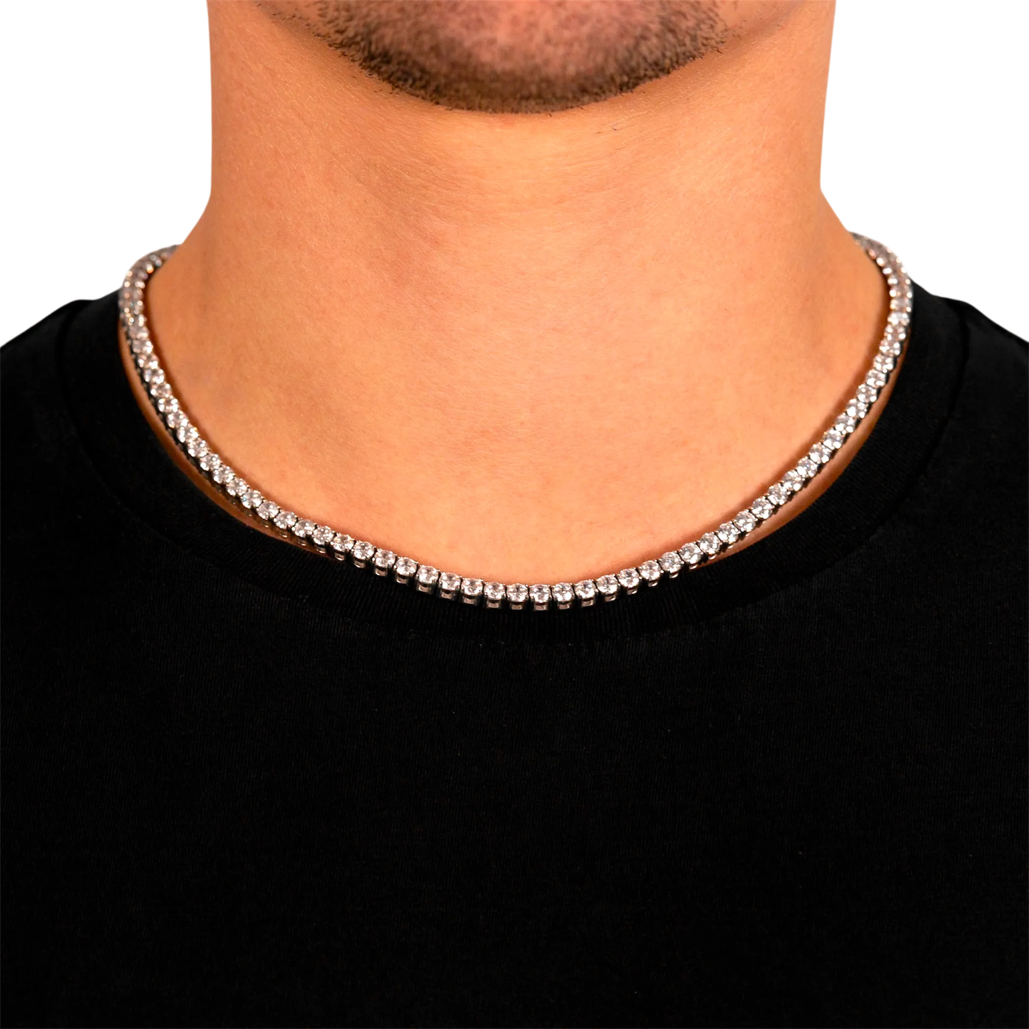 4mm Tennis Chain in White Gold