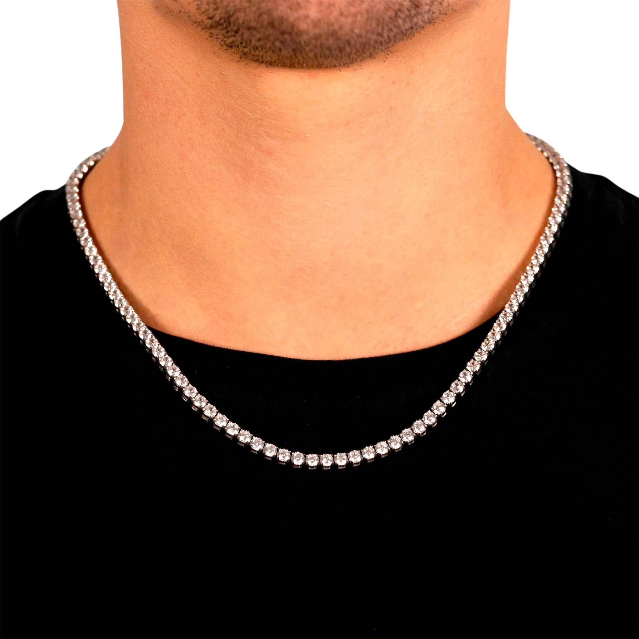 4mm Tennis Chain in White Gold