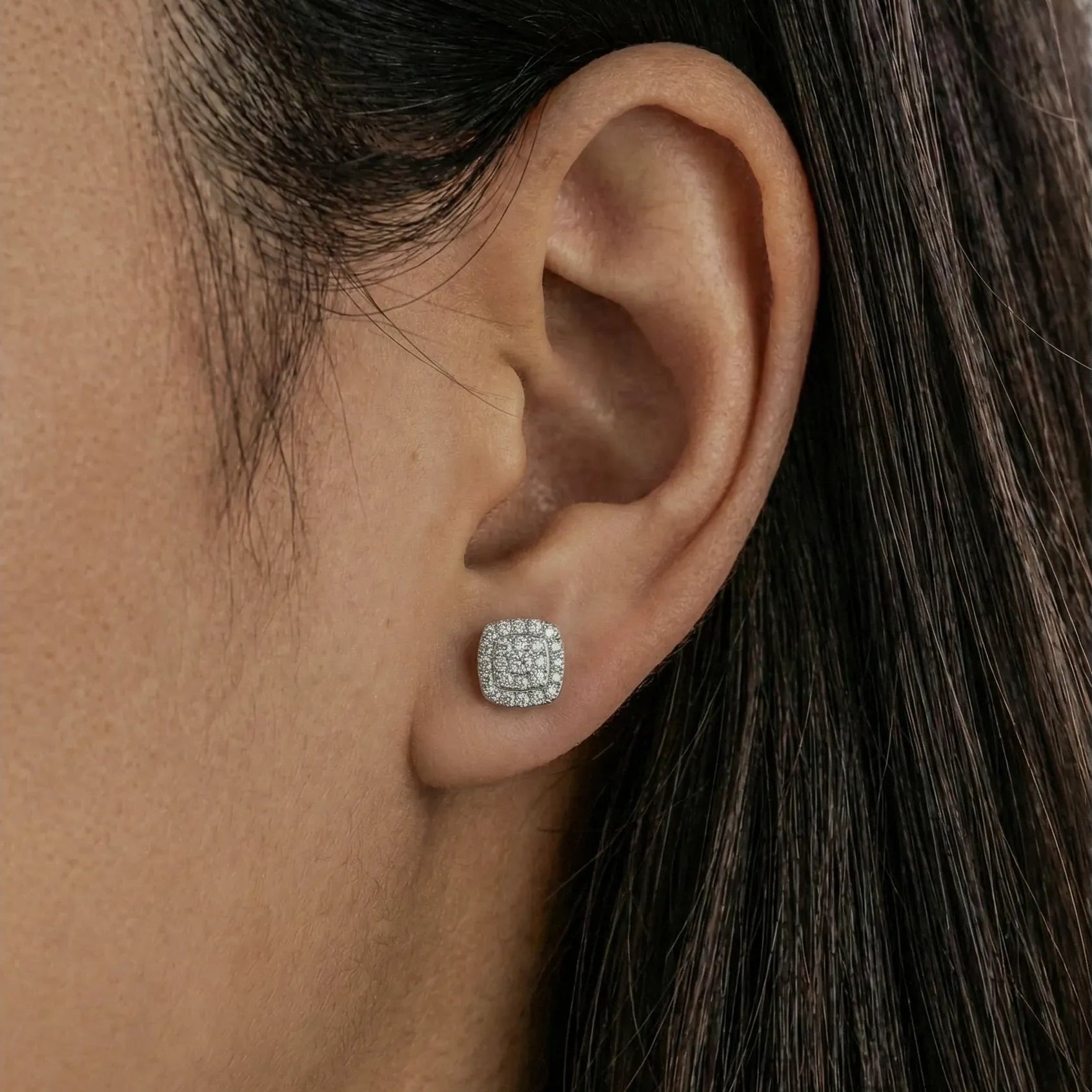 6mm Cushion Pavé Cluster Studs