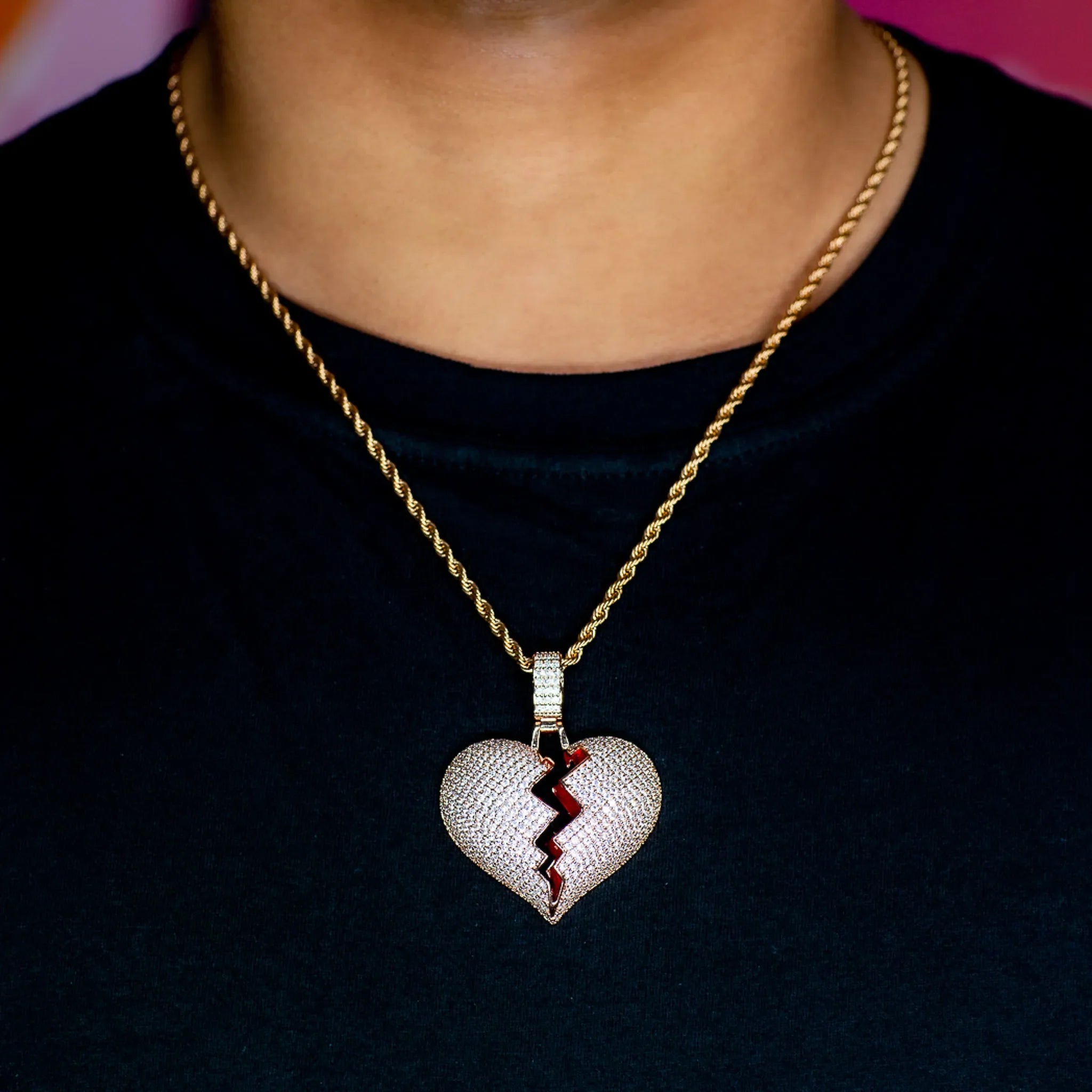 Broken Heart Pendant in Rose Gold