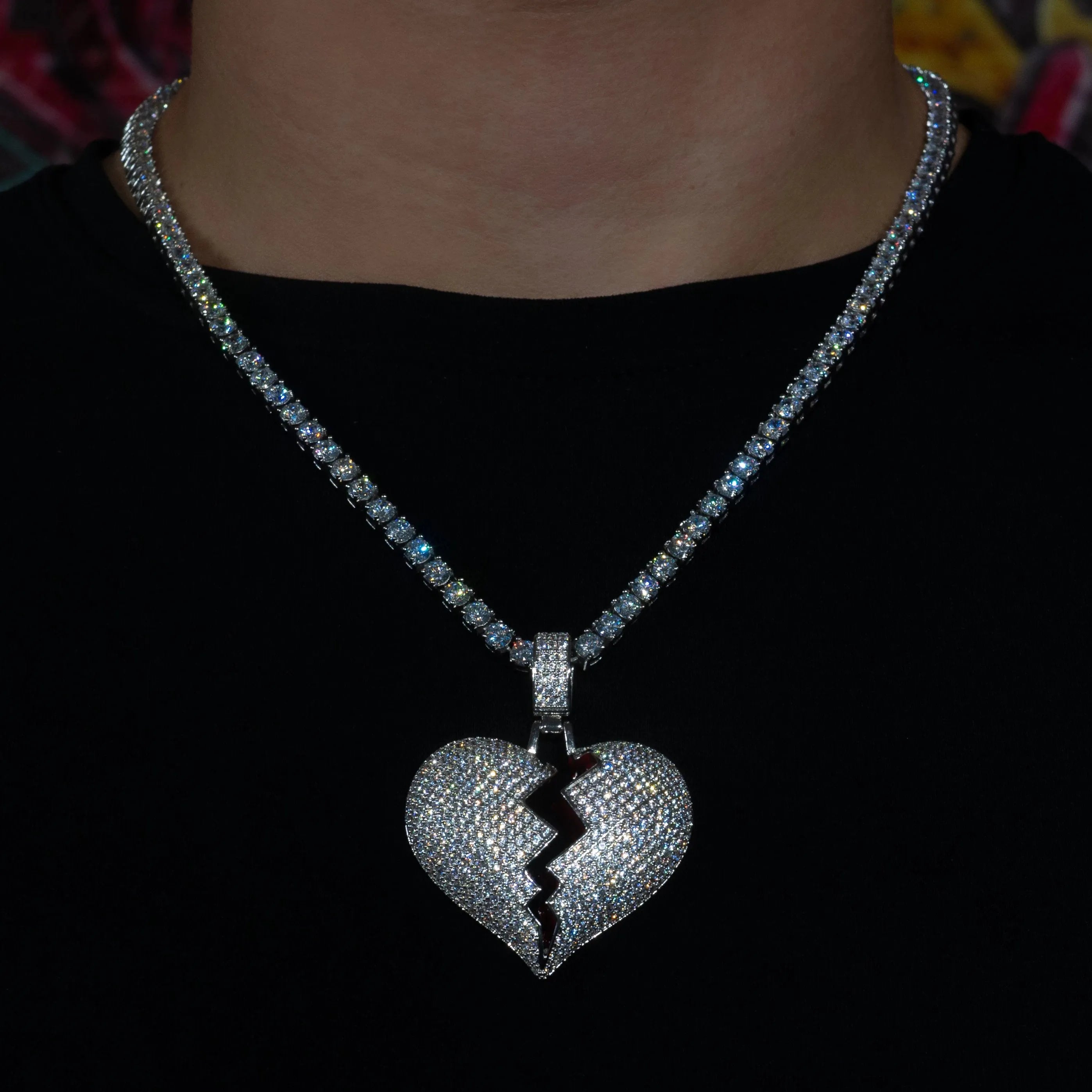 Broken Heart Pendant in White Gold