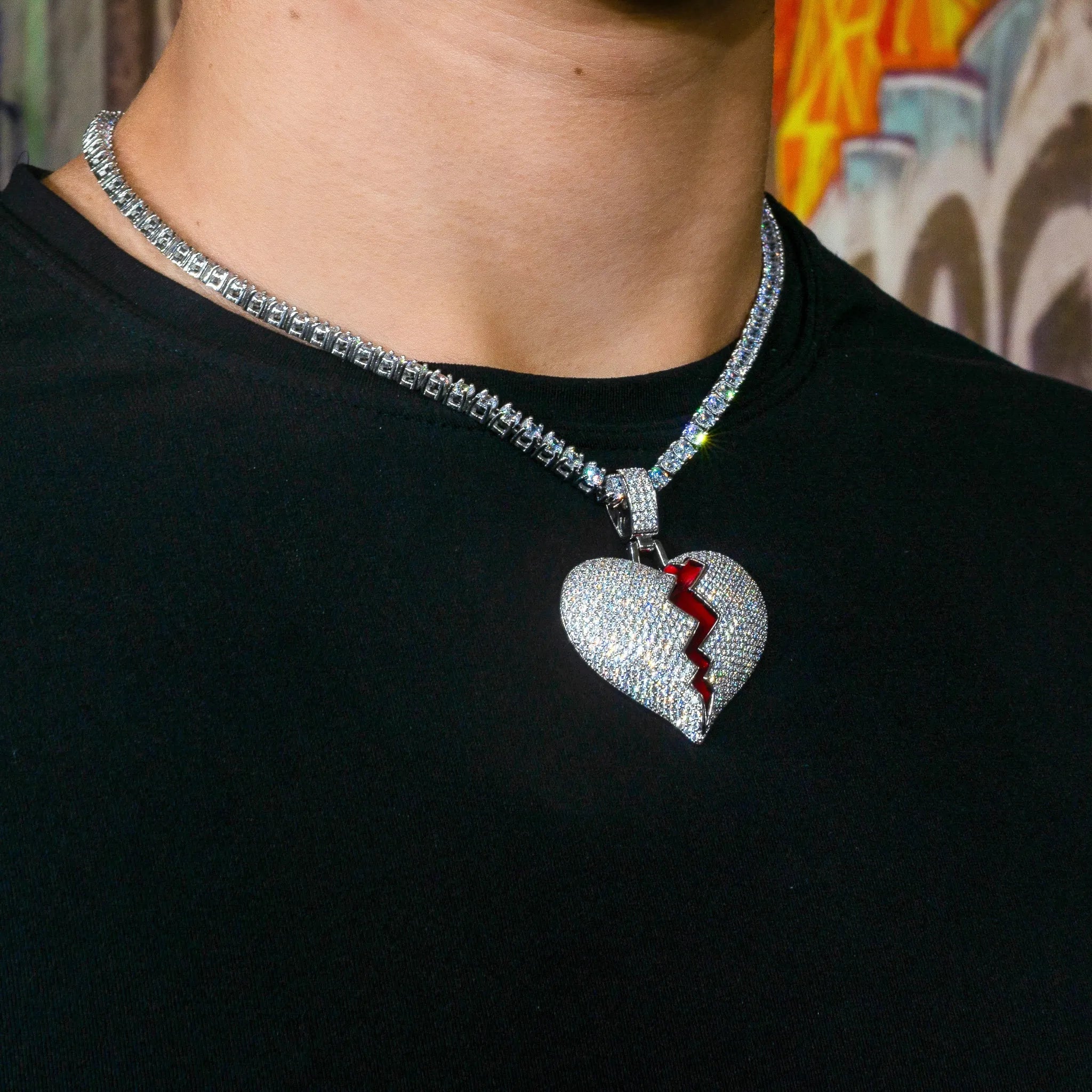 Broken Heart Pendant in White Gold