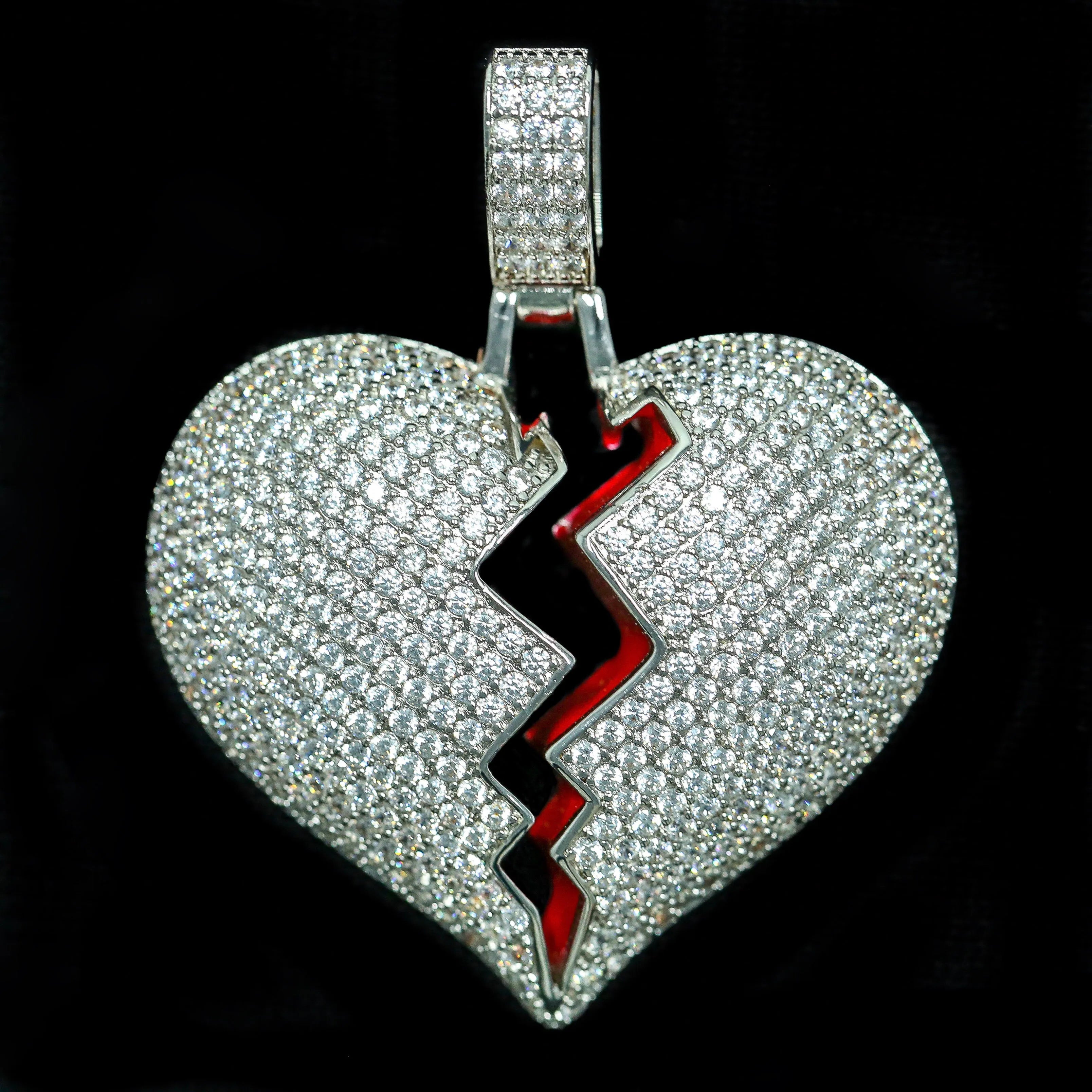 Broken Heart Pendant in White Gold