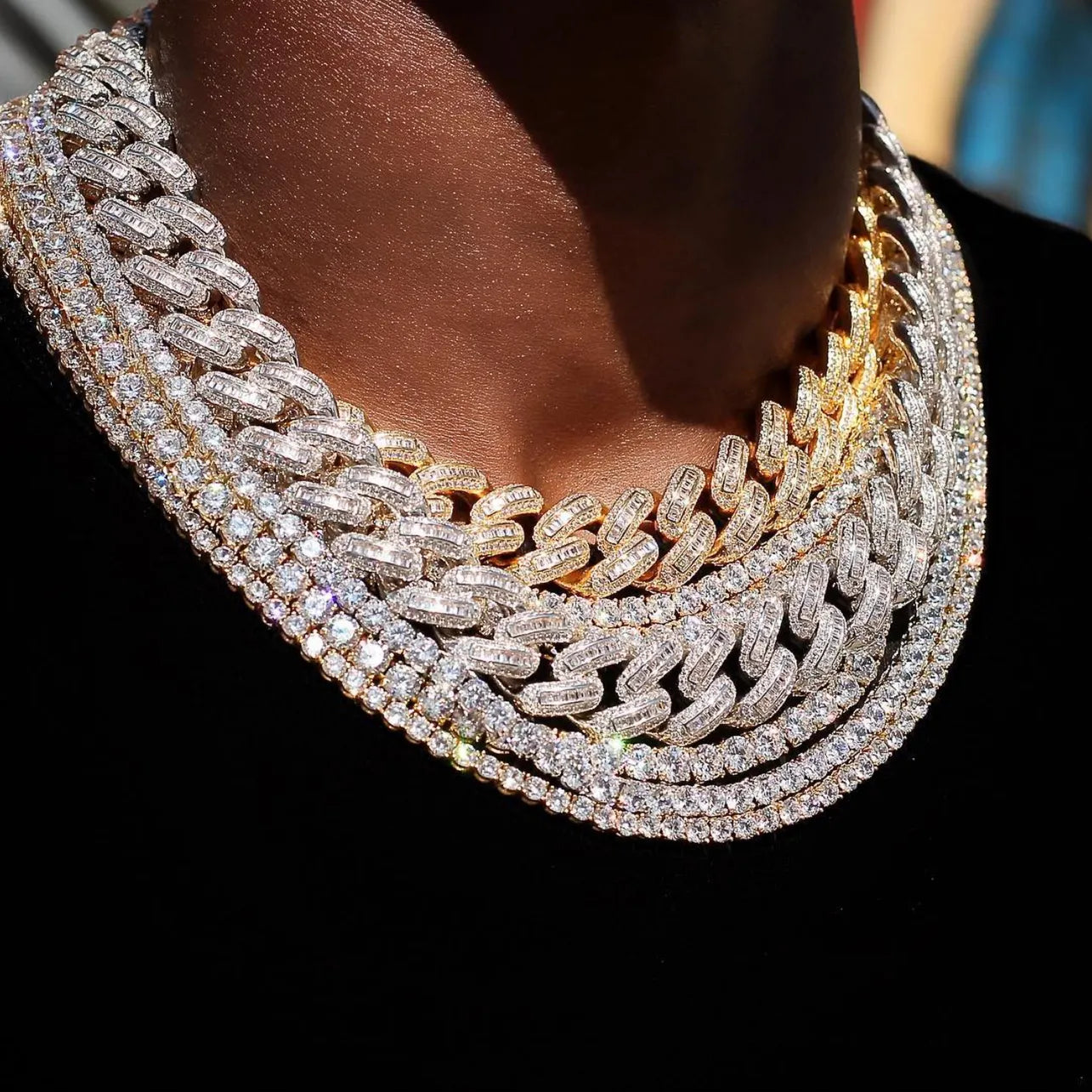 Luxury diamond necklace on a black background
