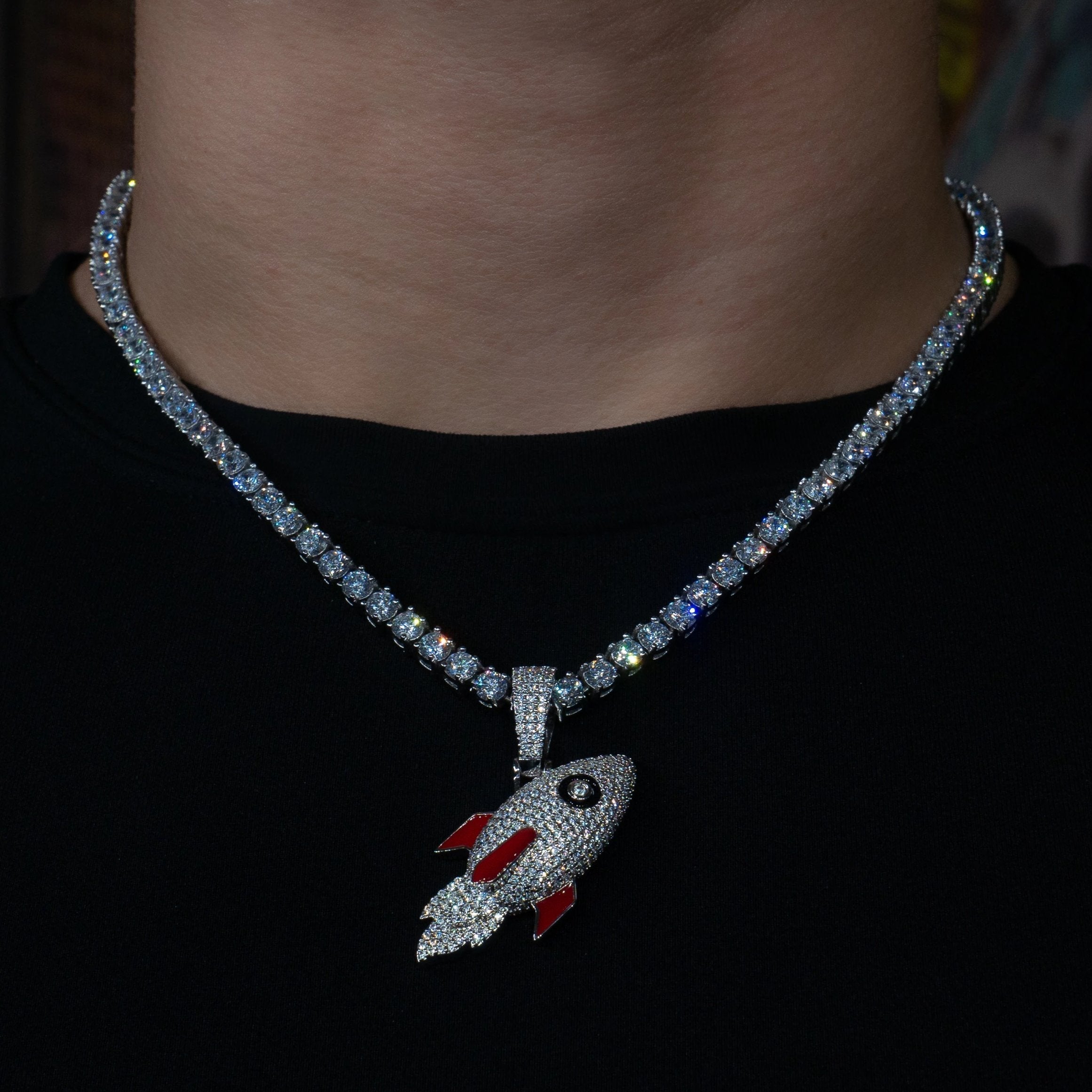 Rocket Pendant in White Gold