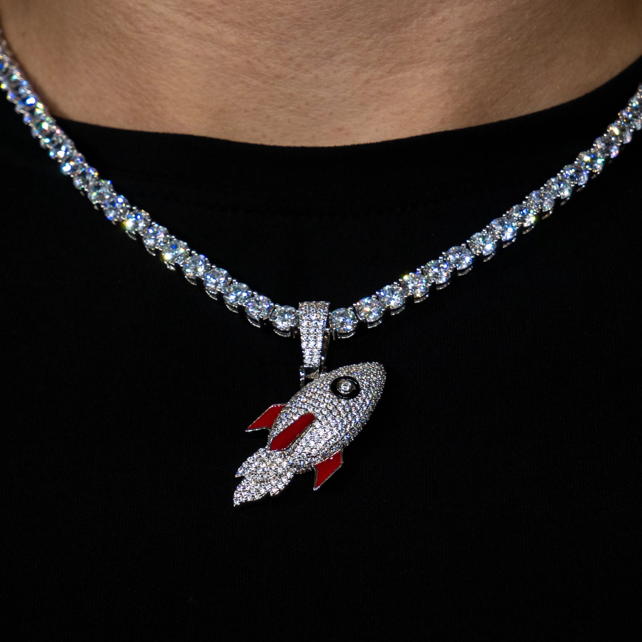 Rocket Pendant in White Gold