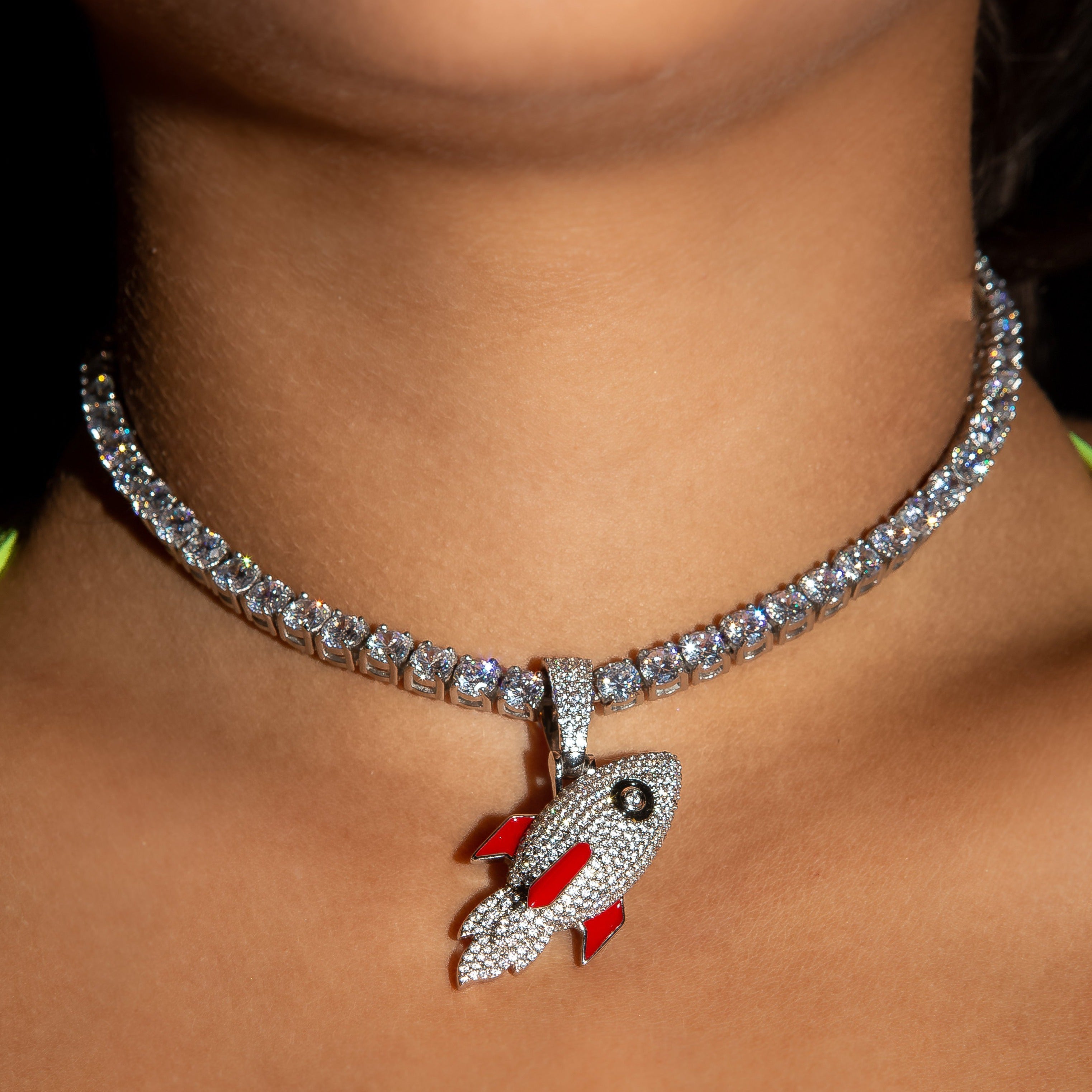 Rocket Pendant in White Gold