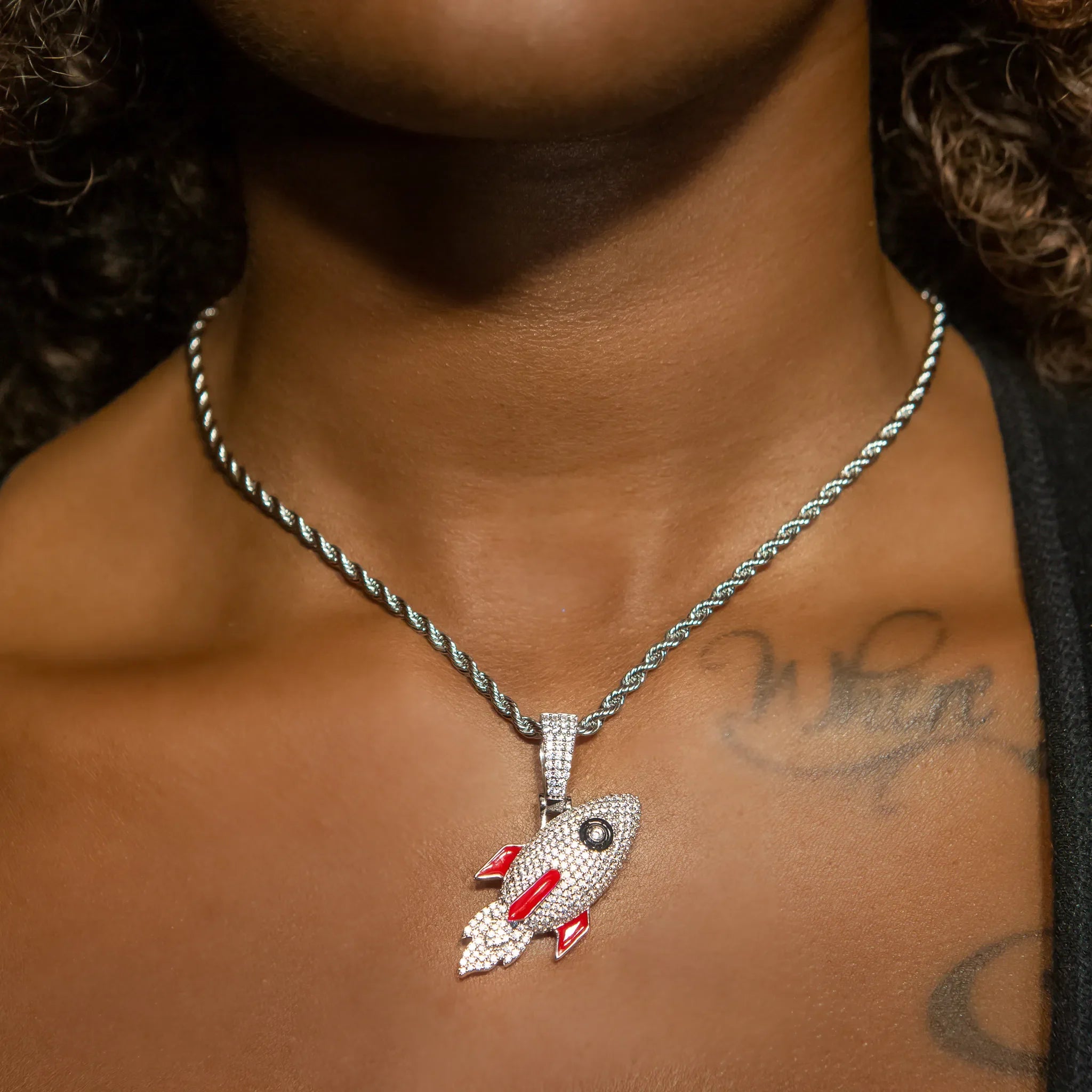 Rocket Pendant in White Gold