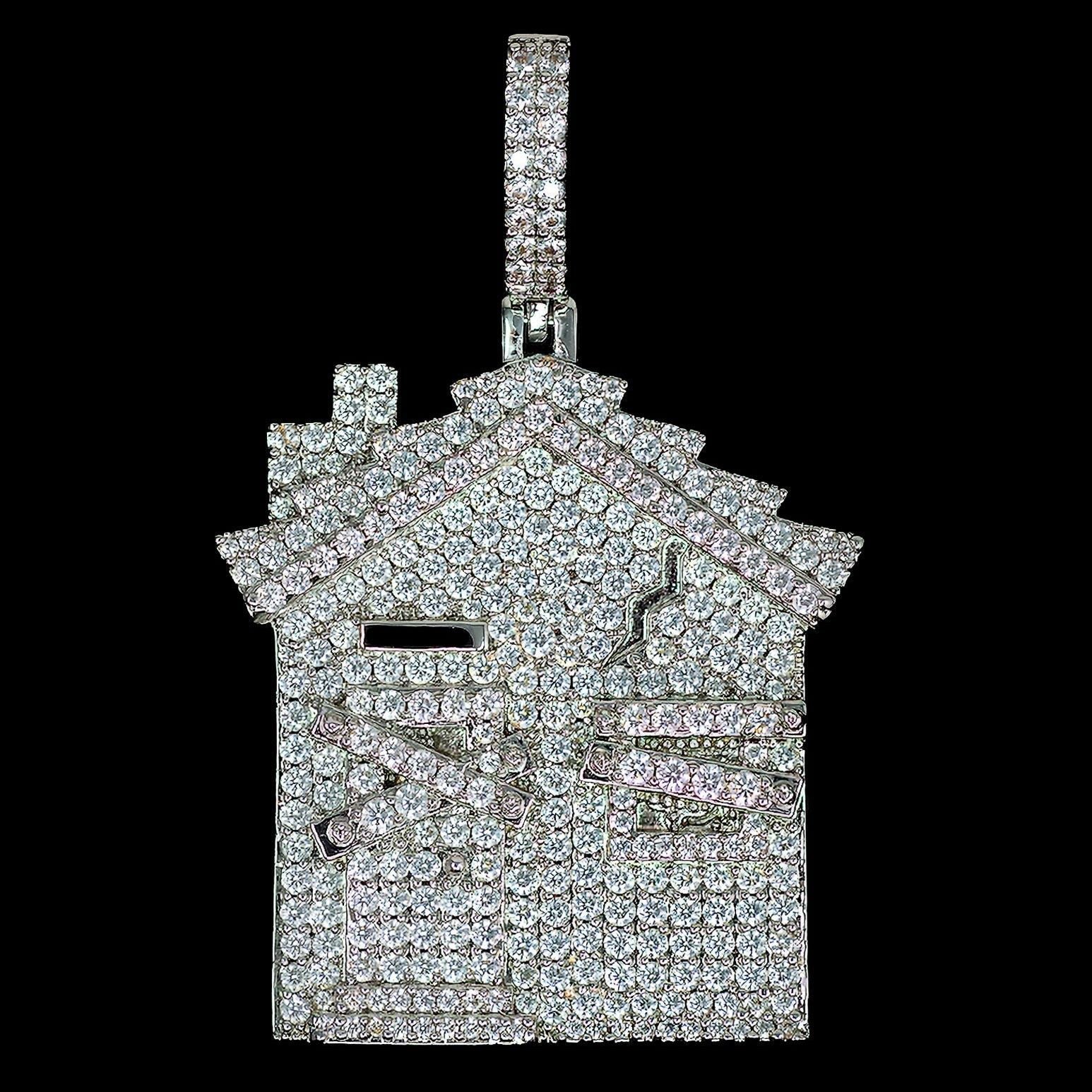 Trap House Pendant in White Gold