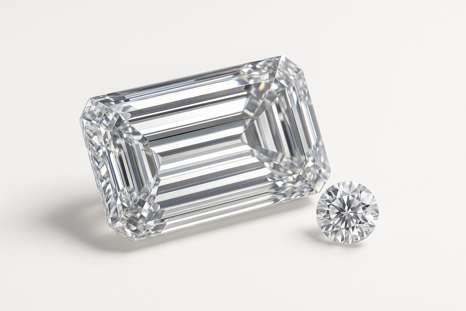 make the baguette cut diamond larger and the round princess cut diamond smaller
