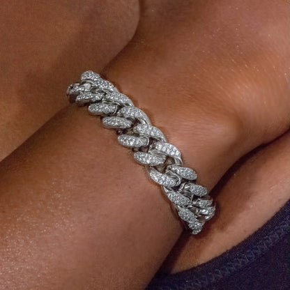 12mm Cuban Link Bracelet in White Gold