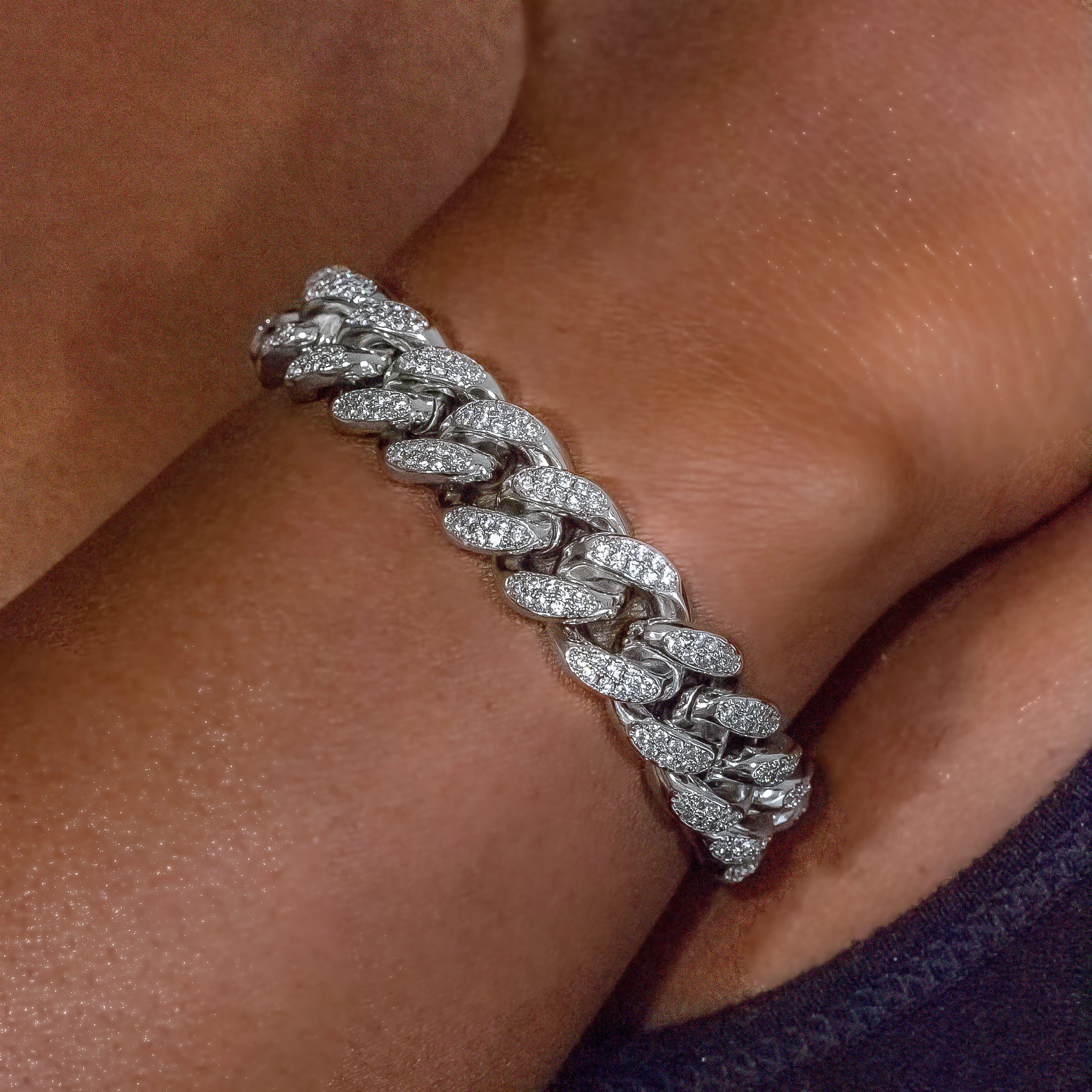 12mm Cuban Link Bracelet in White Gold