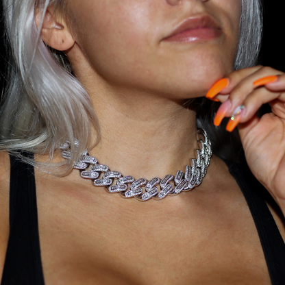 18mm Bugatti Link Choker/ Necklace in White Gold