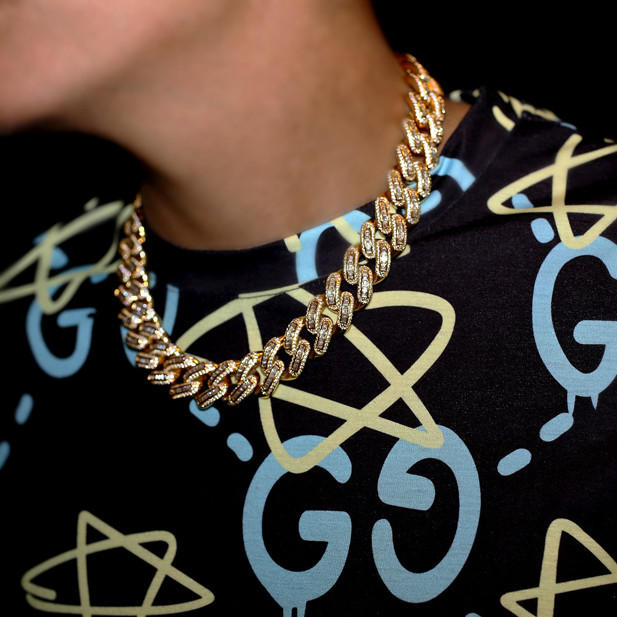 18mm Bugatti Link Chain in Yellow Gold