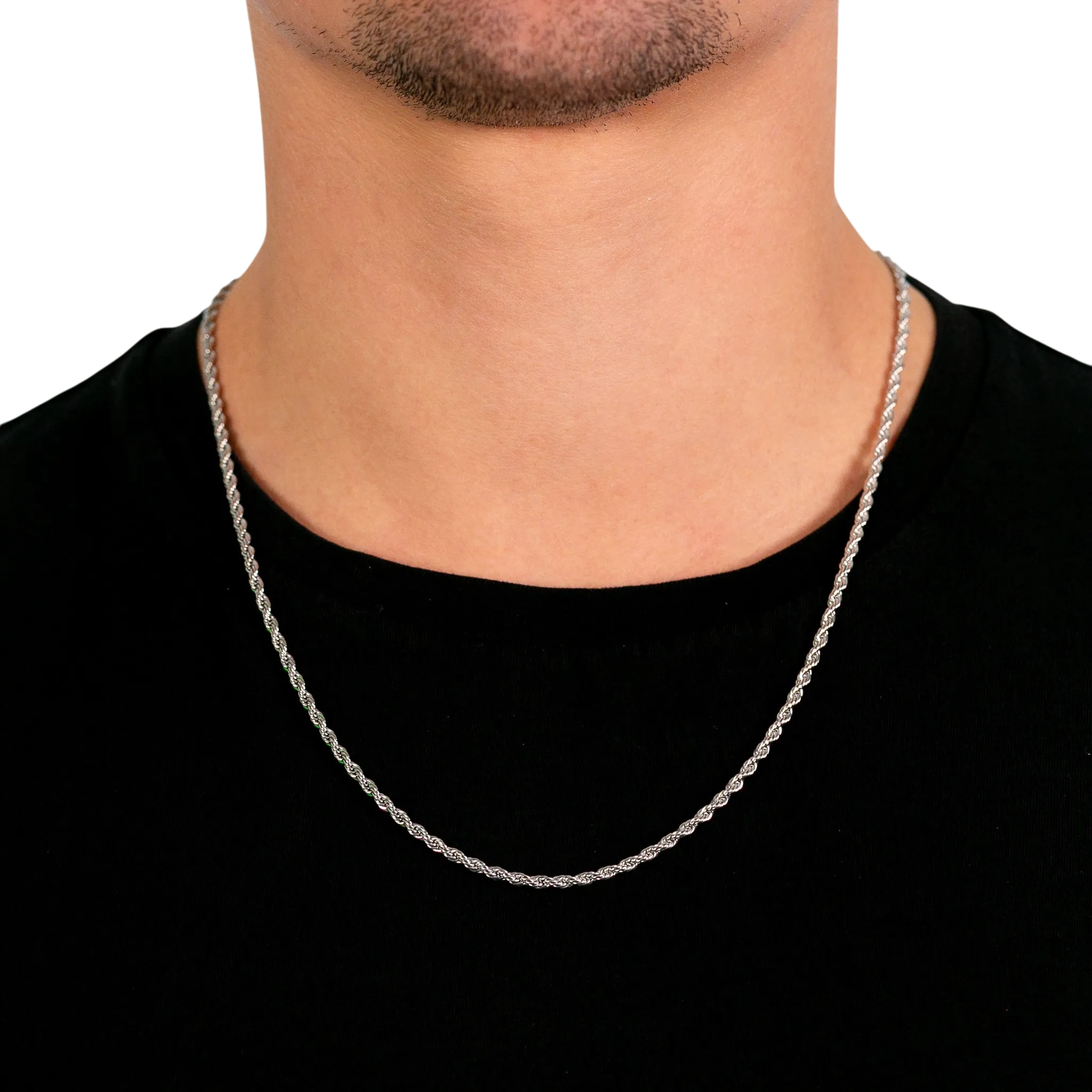 2mm Rope Chain in White Gold 24"