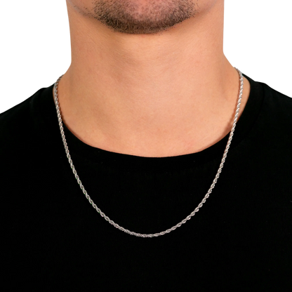 2mm Rope Chain in White Gold 24"