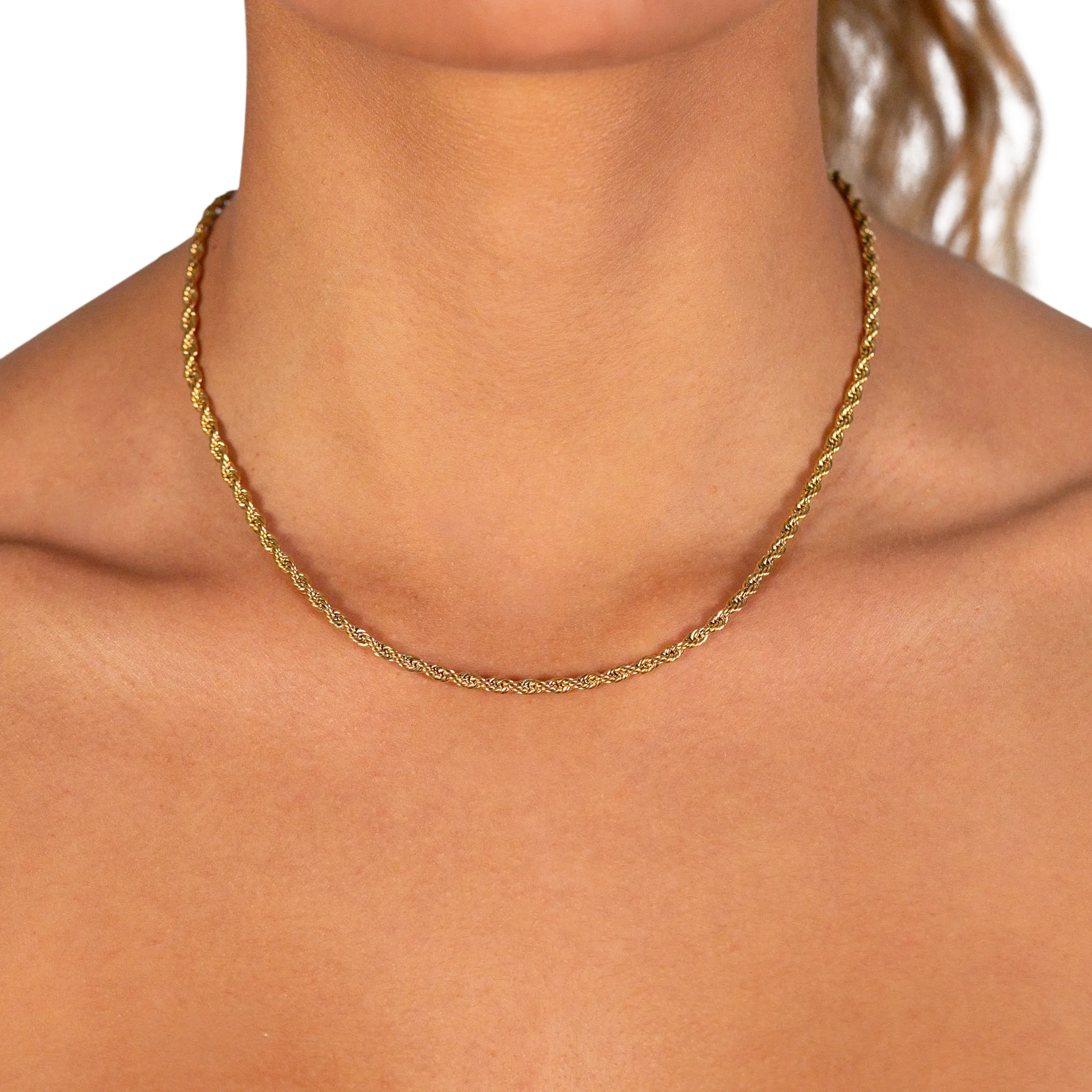3 mm touwchoker/ketting in geelgoud