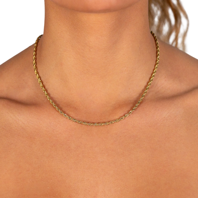3mm Rope Necklace in Yellow Gold