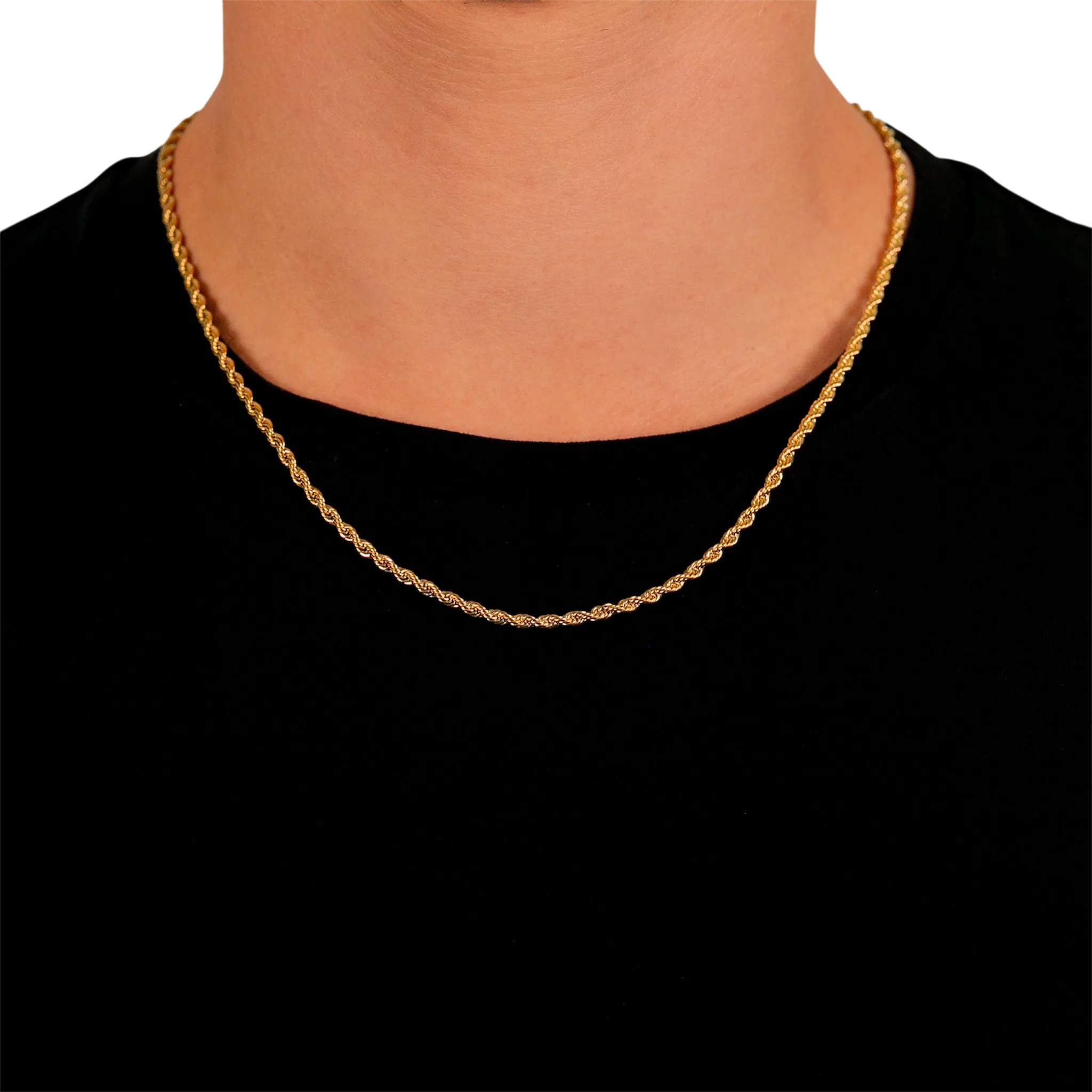 3mm Rope Chain in Yellow Gold