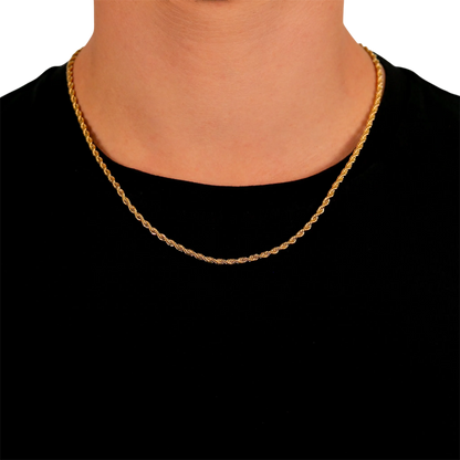 3mm Rope Chain in Yellow Gold