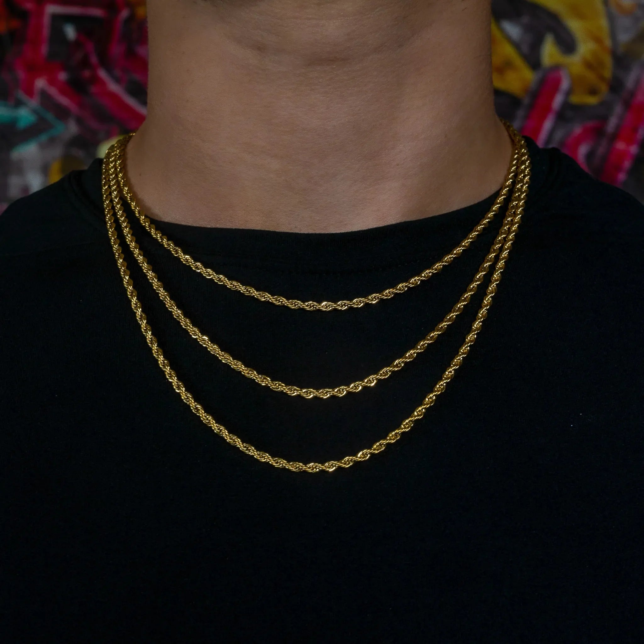 3mm Rope Chain in Yellow Gold