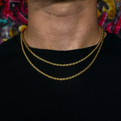 3mm Rope Chain in Yellow Gold