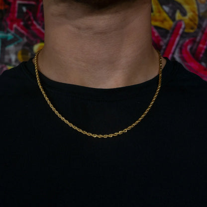 3mm Rope Chain in Yellow Gold
