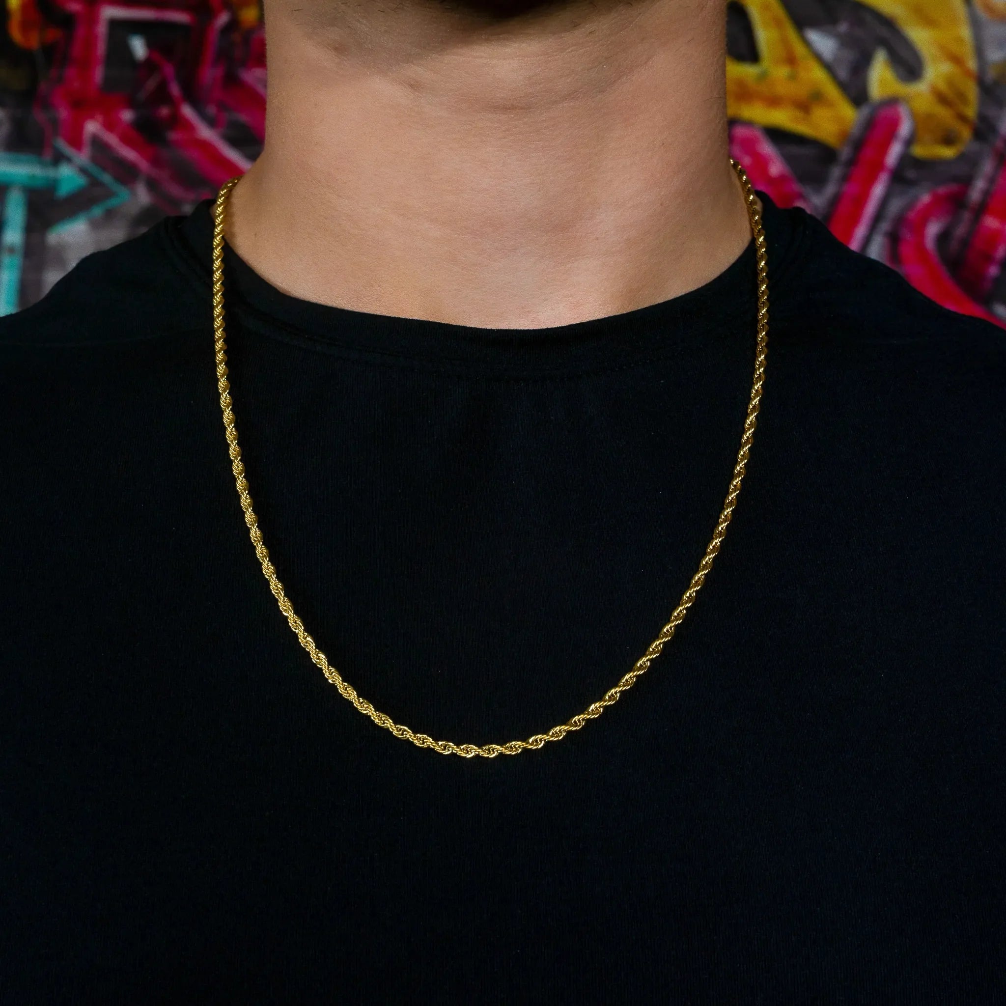 3mm Rope Chain in Yellow Gold