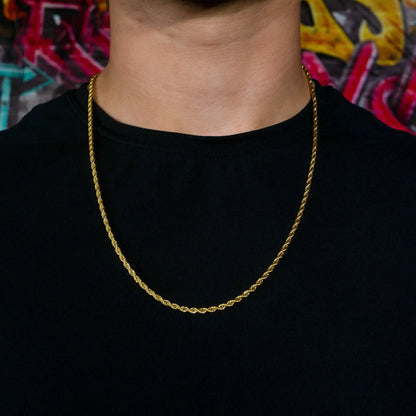 3mm Rope Chain in Yellow Gold