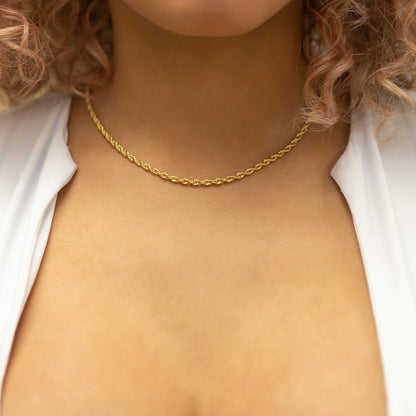3mm Rope Choker/ Necklace in Yellow Gold