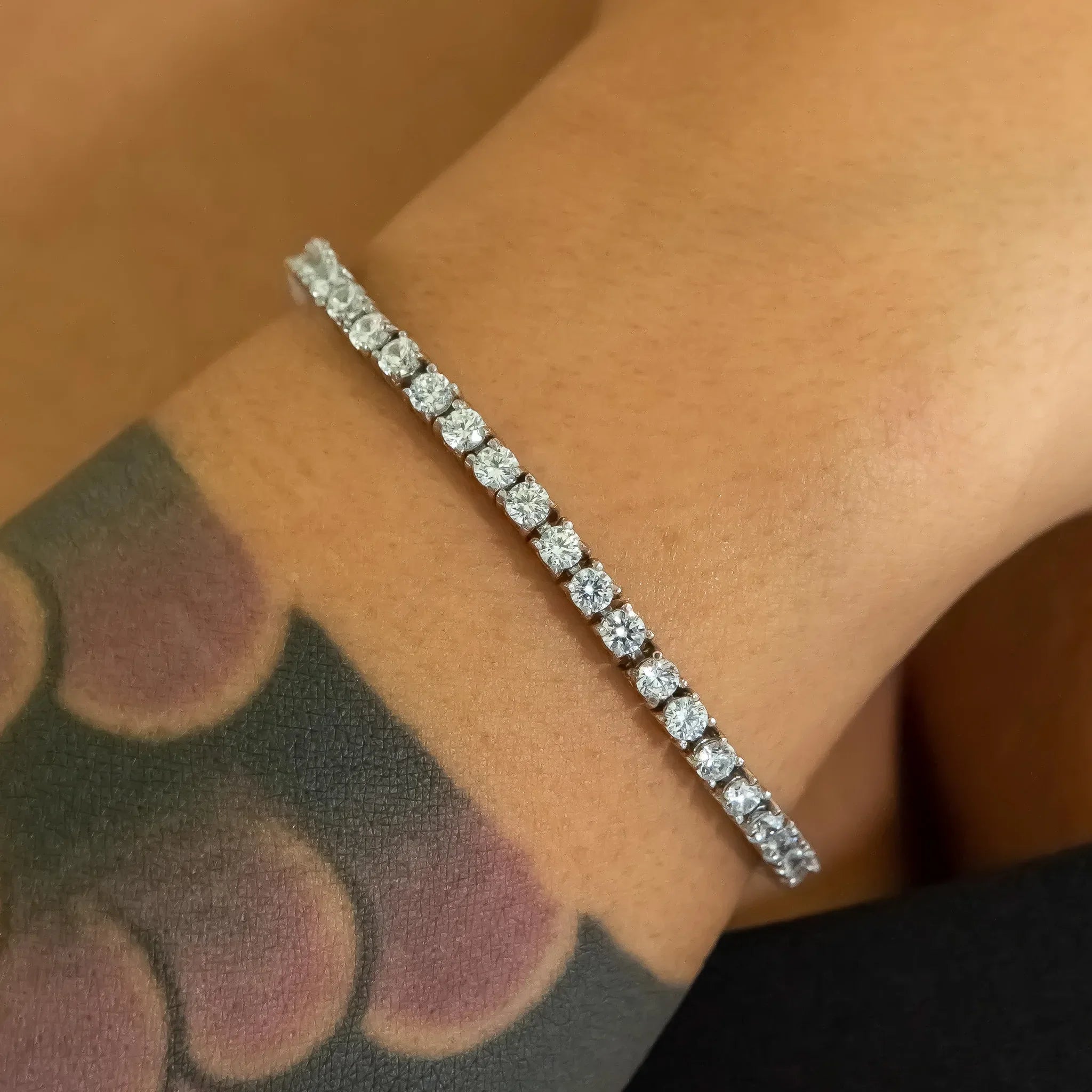 3mm Diamond Tennis Bracelet in White Gold 18cm 7"