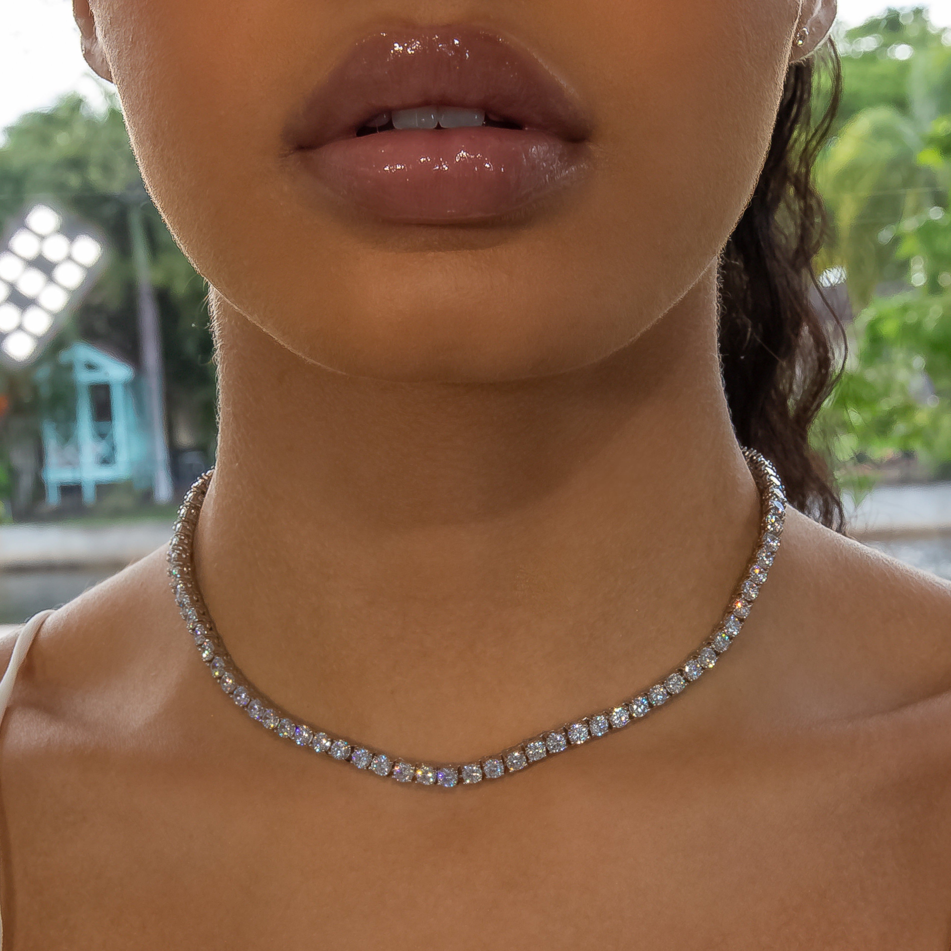 4mm Diamond Tennis Choker/ Necklace in White Gold