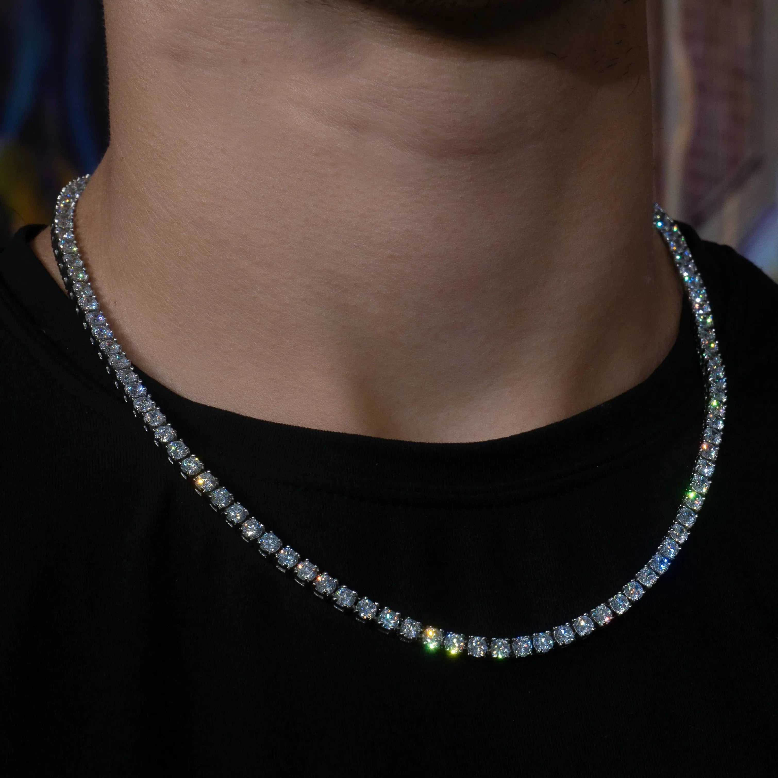 4mm Tennis Chain in White Gold 61cm 24"