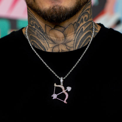 Bow And Arrow Pendant in White & Rose Gold
