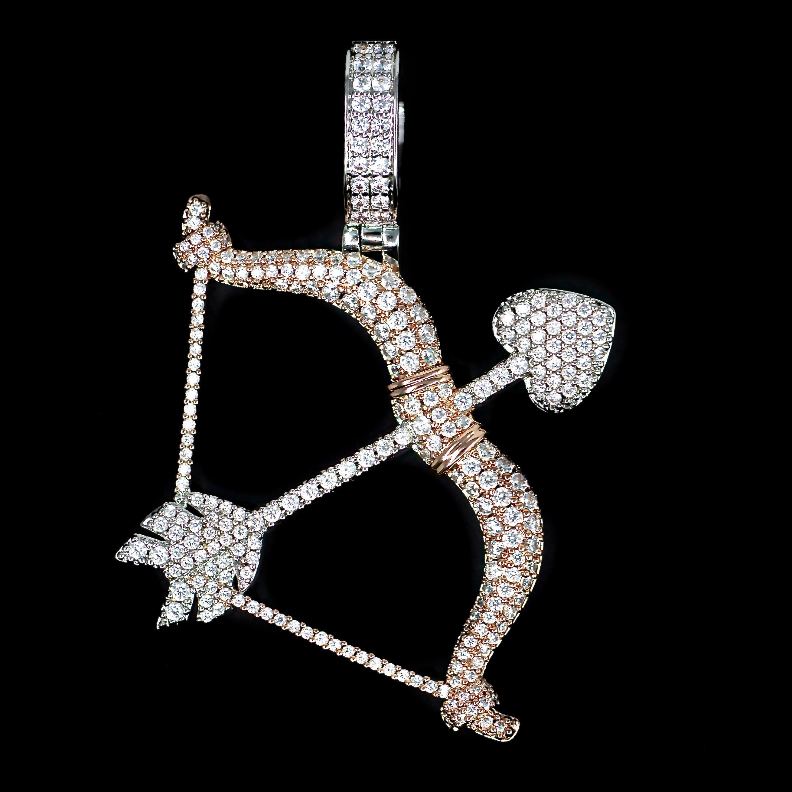 Bow And Arrow Pendant in White & Rose Gold
