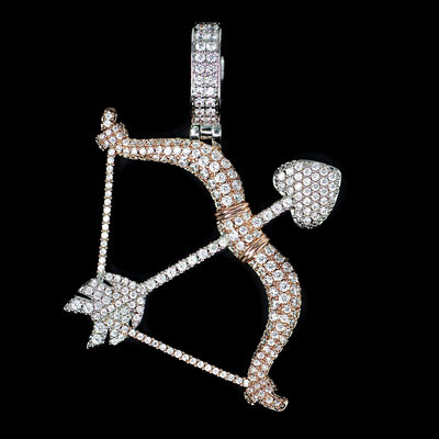 Bow And Arrow Pendant in White & Rose Gold