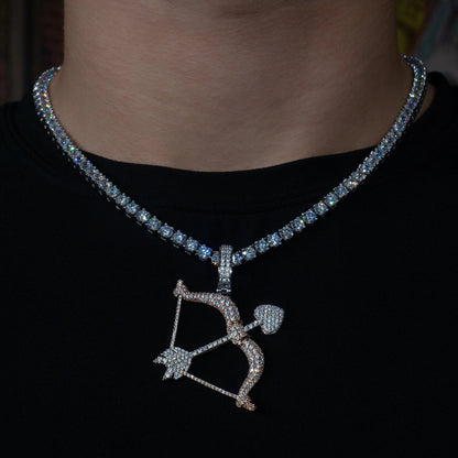 Bow And Arrow Pendant in White & Rose Gold
