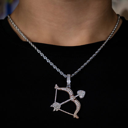 Bow And Arrow Pendant in White & Rose Gold