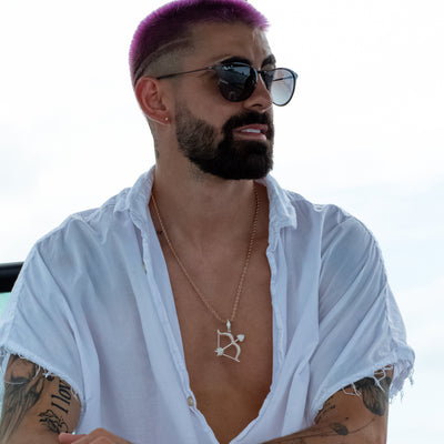 Bow And Arrow Pendant in White & Rose Gold